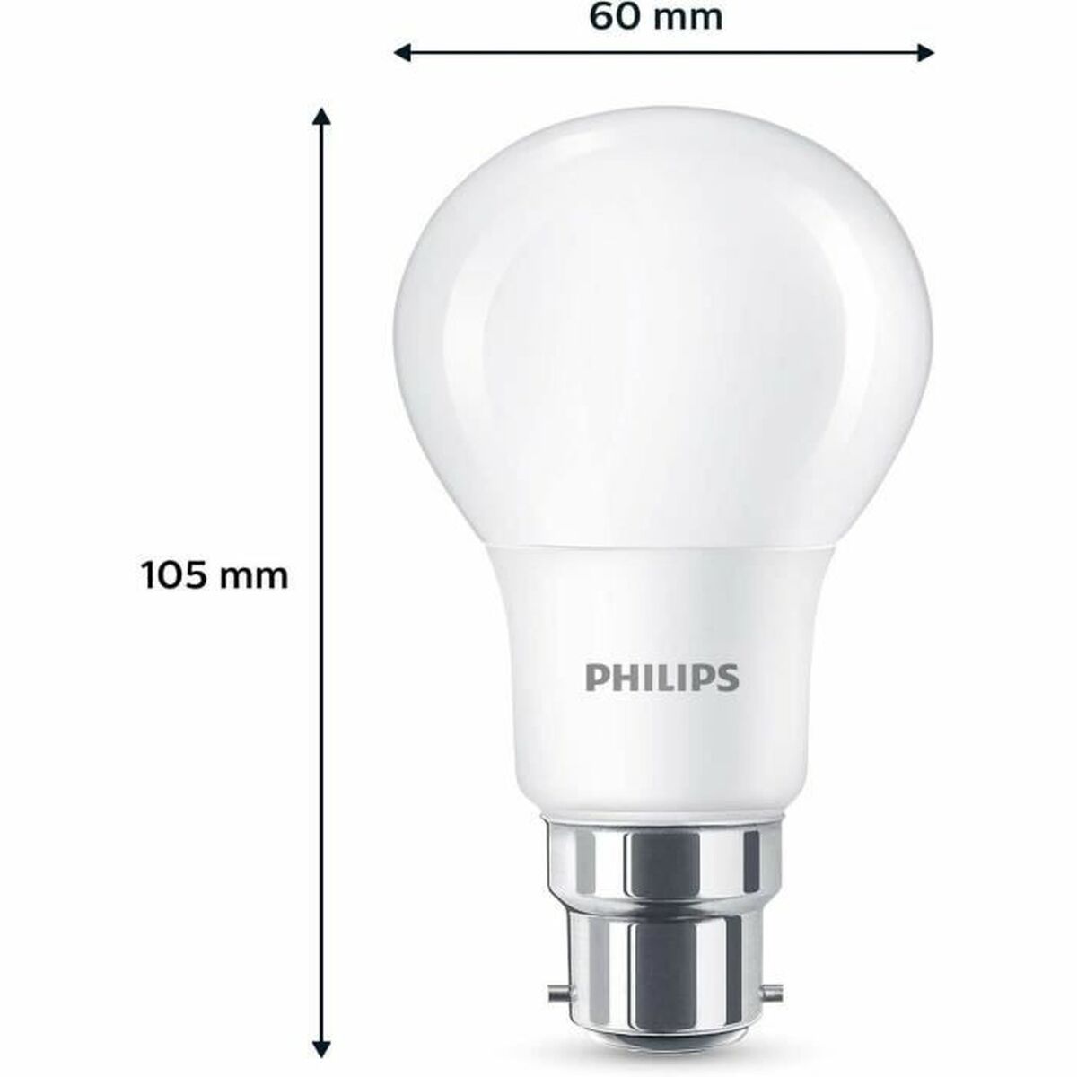 Bec LED Philips 60 W Mat Alb cald F 8 W 60 W B22 3 Unități (2700 K)