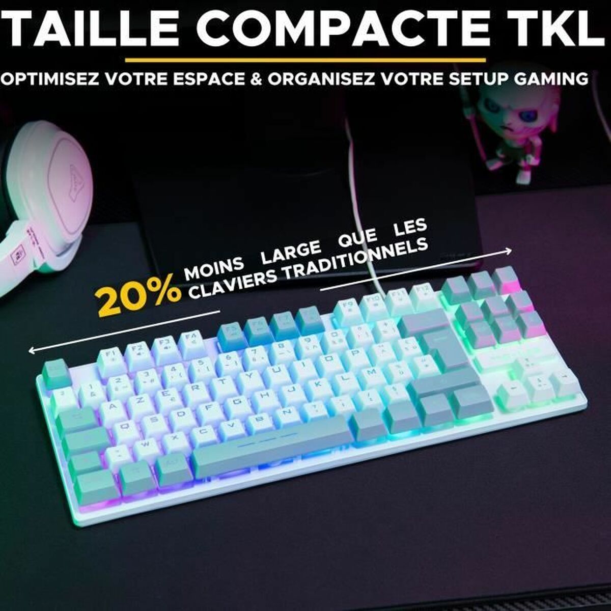 Tastatură The G-Lab KEYZ CAESIUM Gri Azerty Franceză