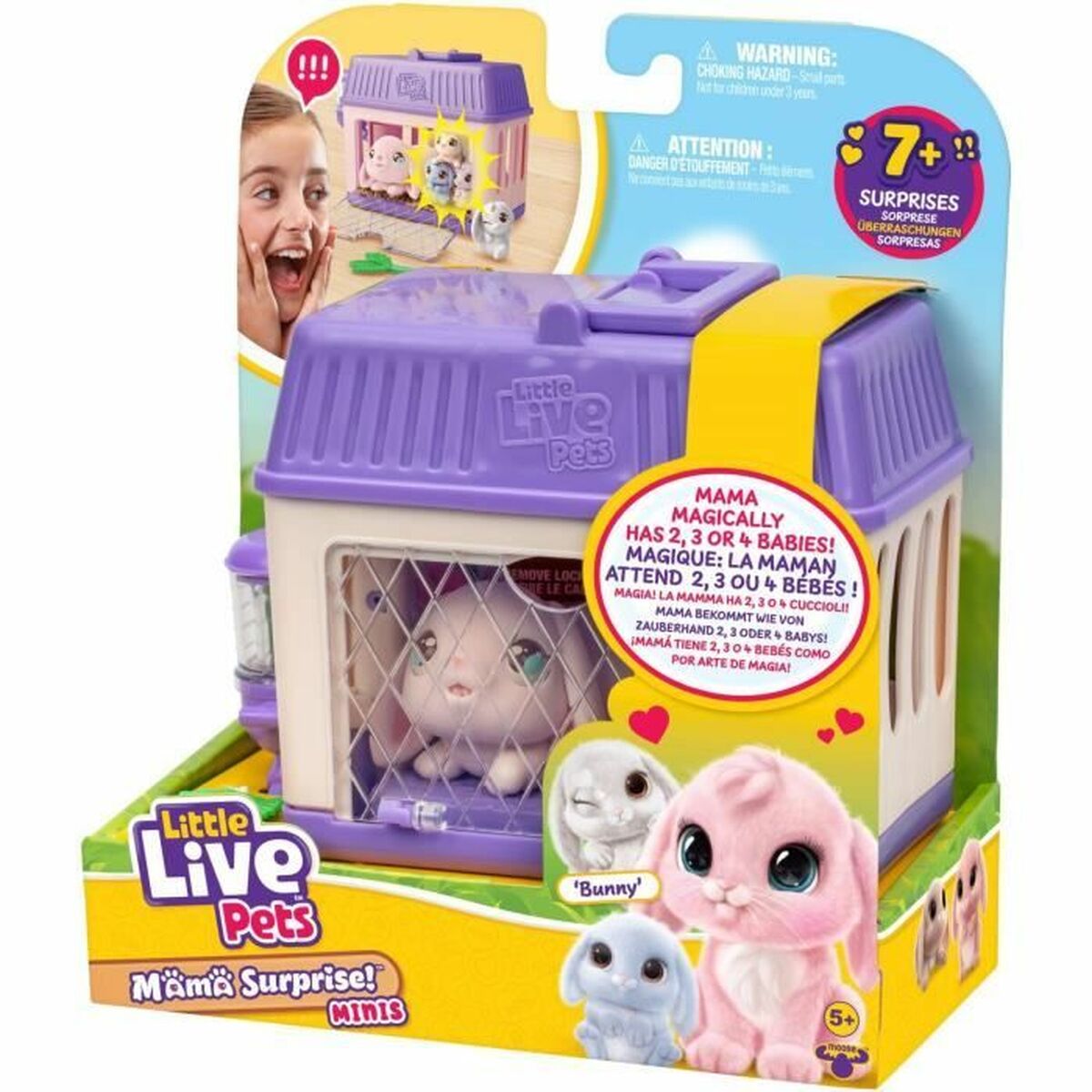Jucărie de Pluș Little Live Pets Mama Surprise Rabbits Roz Rose Flauș Iepure
