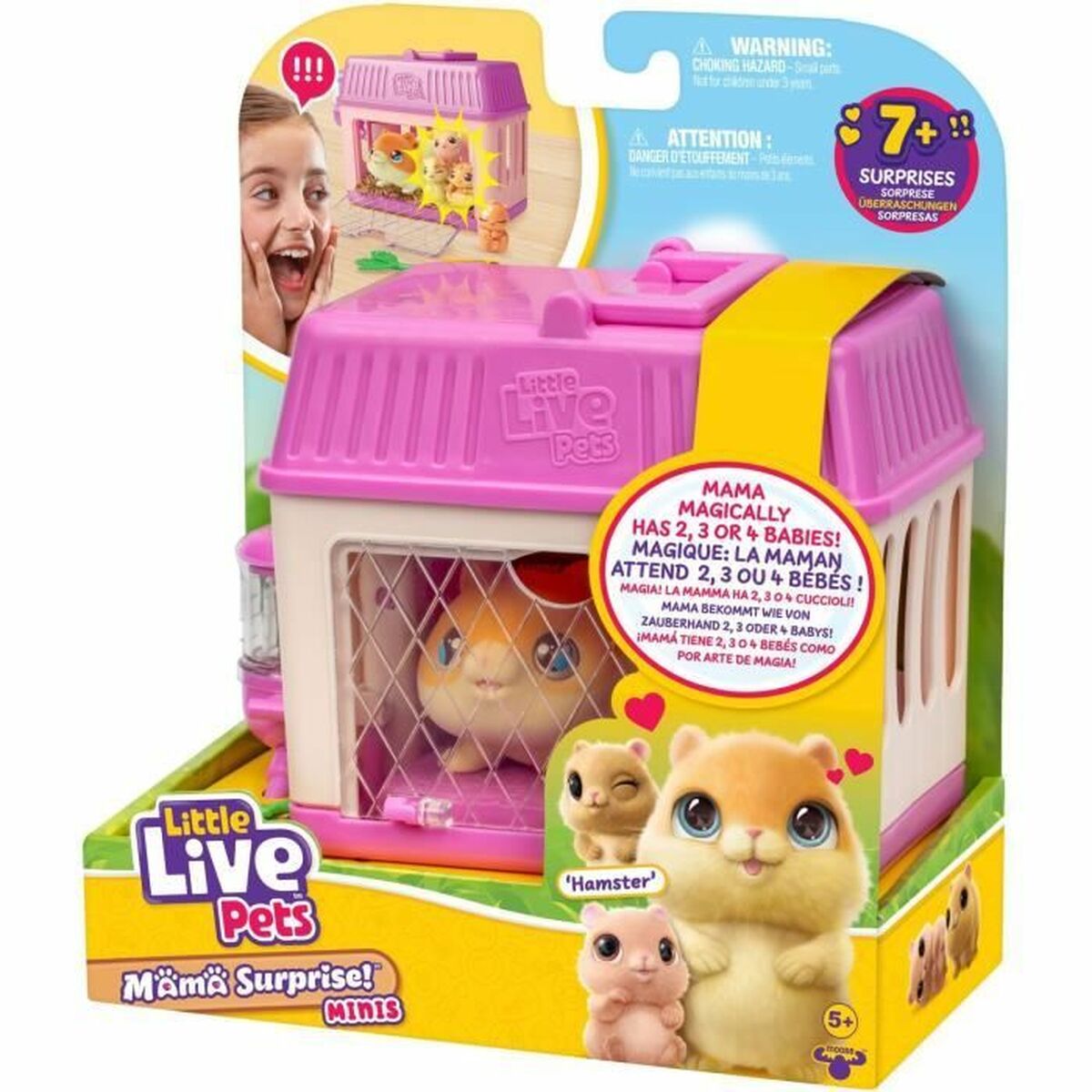 Jucărie de Pluș Little Live Pets Mama Surprise Hamsters Portocaliu Orange Flauș Hamster