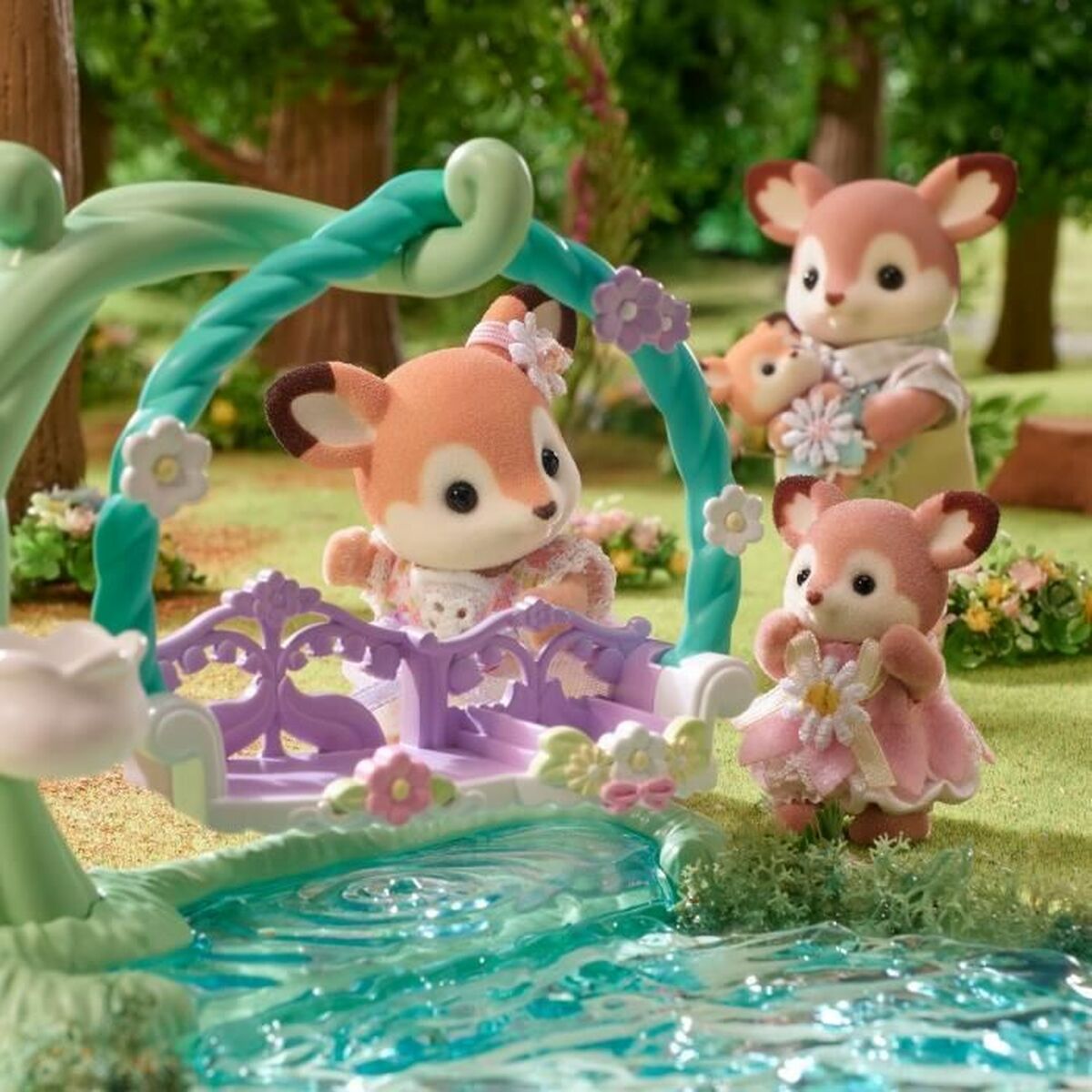 Figura îmbinată Sylvanian Families Ciervo bebé y columpio animale