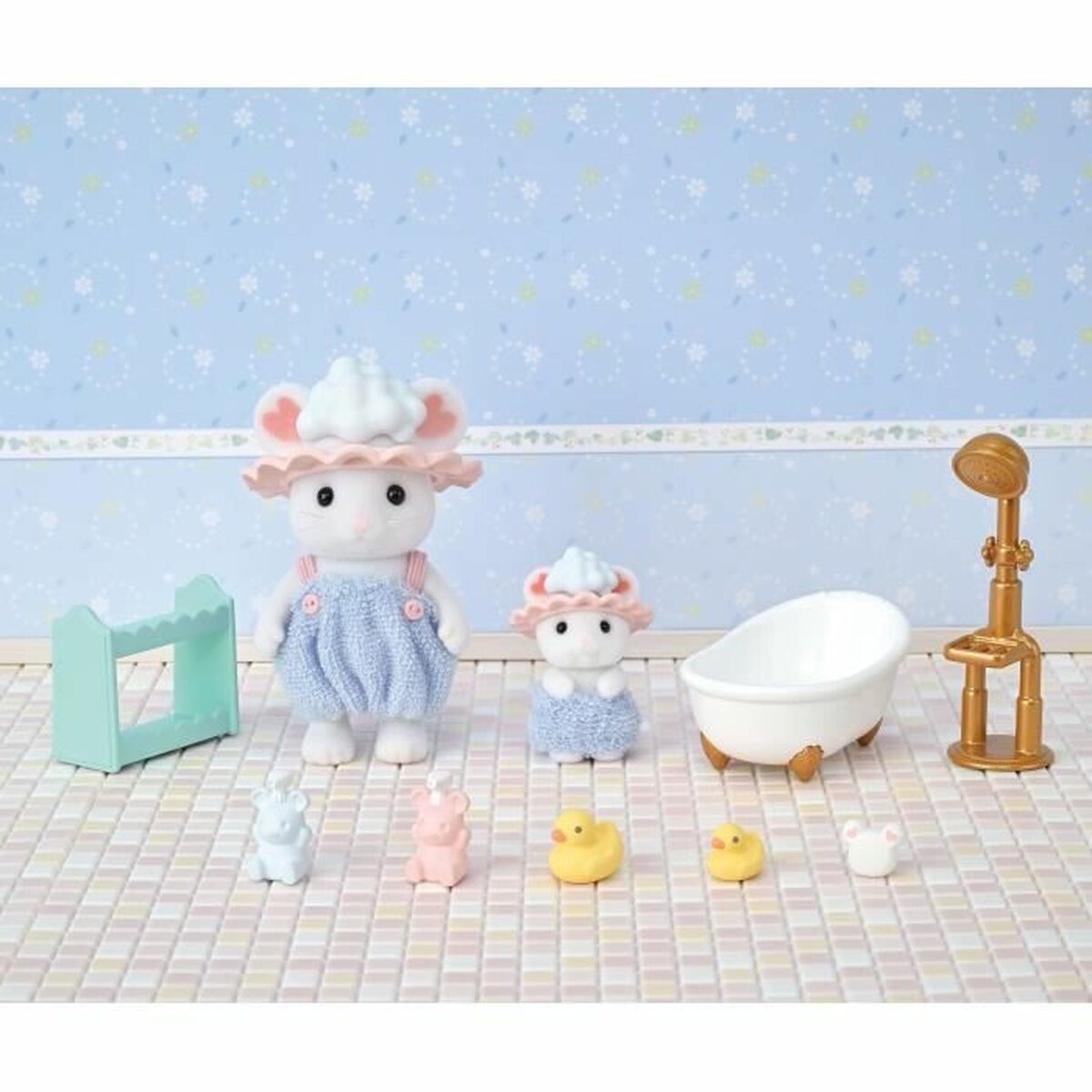Figura îmbinată Sylvanian Families Baño de malvaviscos de los hermanos ratones animale