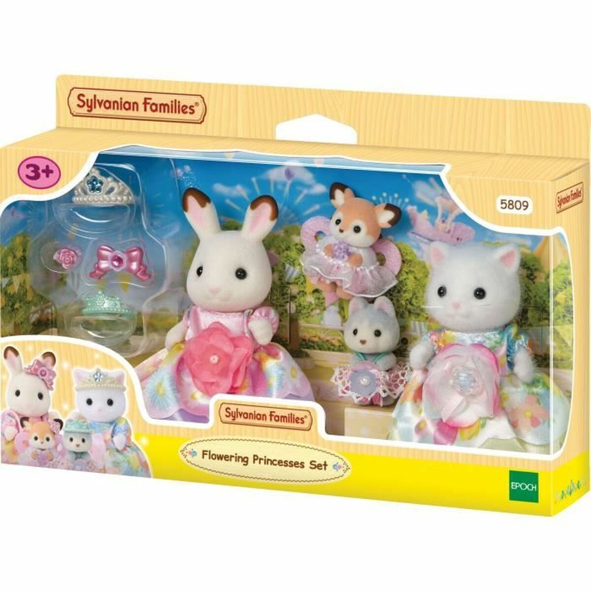 Figura îmbinată Sylvanian Families Princesas con vestidos de flores Prințesă