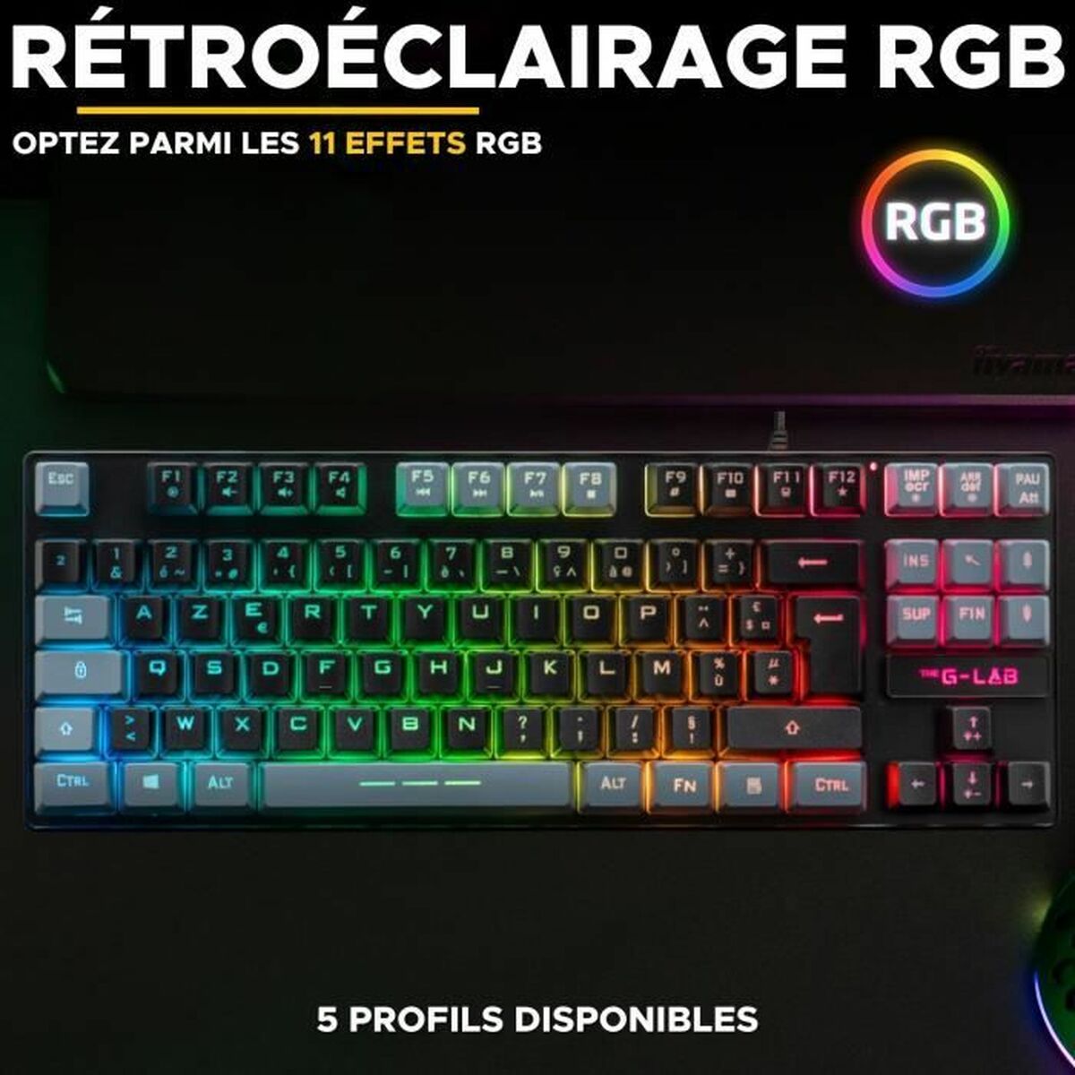 Tastatură The G-Lab KEYZ CAESIUM Negru Gri Azerty Franceză