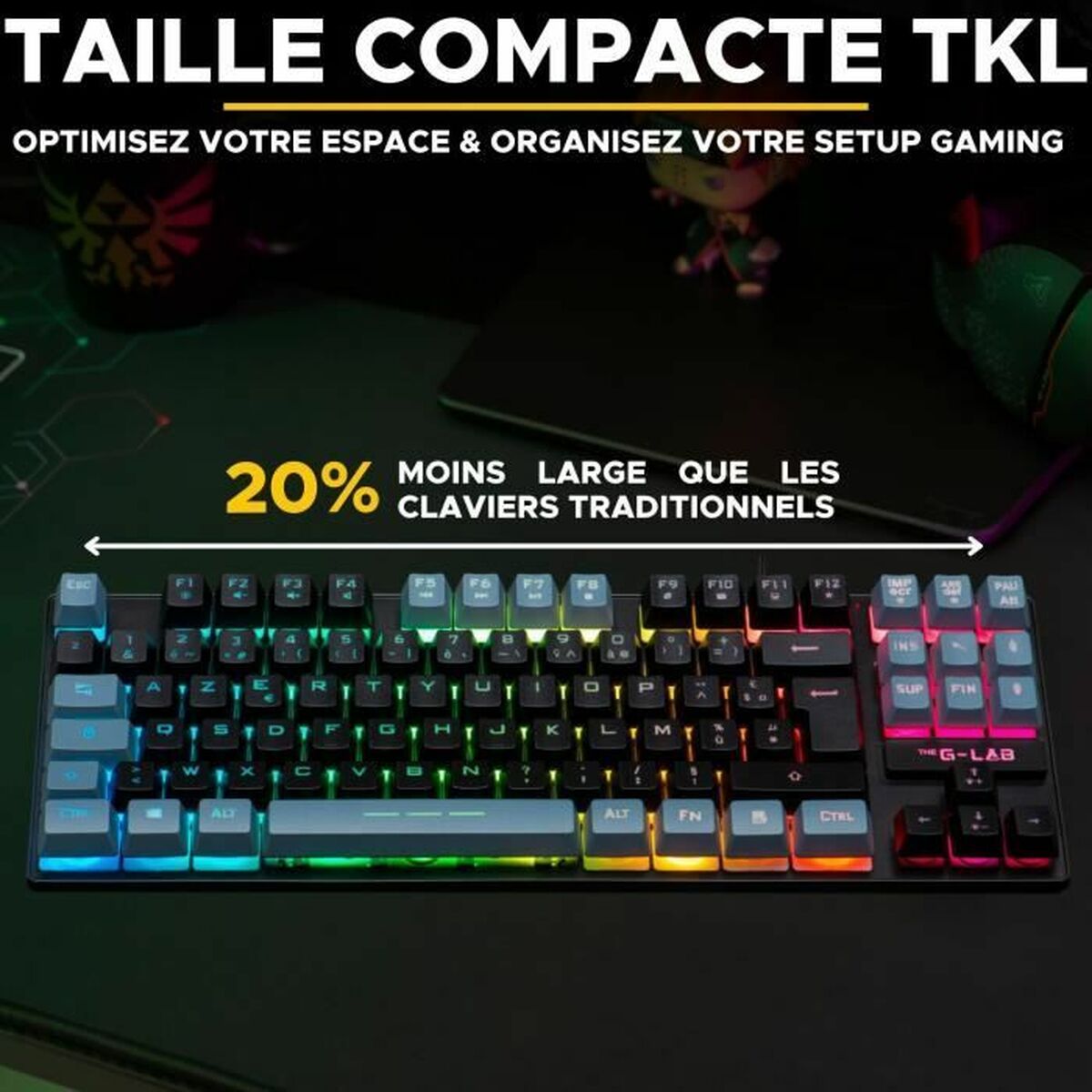Tastatură The G-Lab KEYZ CAESIUM Negru Gri Azerty Franceză