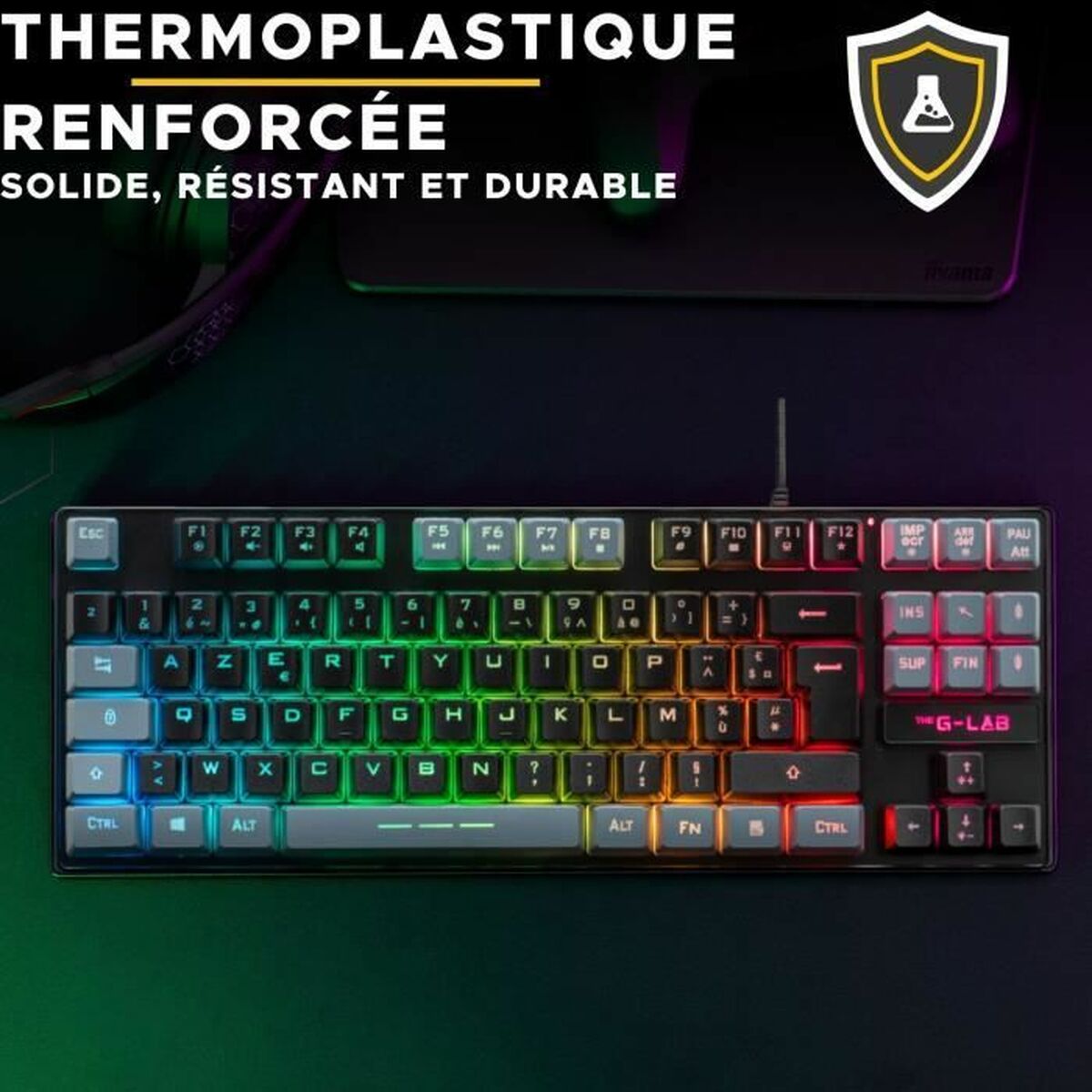 Tastatură The G-Lab KEYZ CAESIUM Negru Gri Azerty Franceză