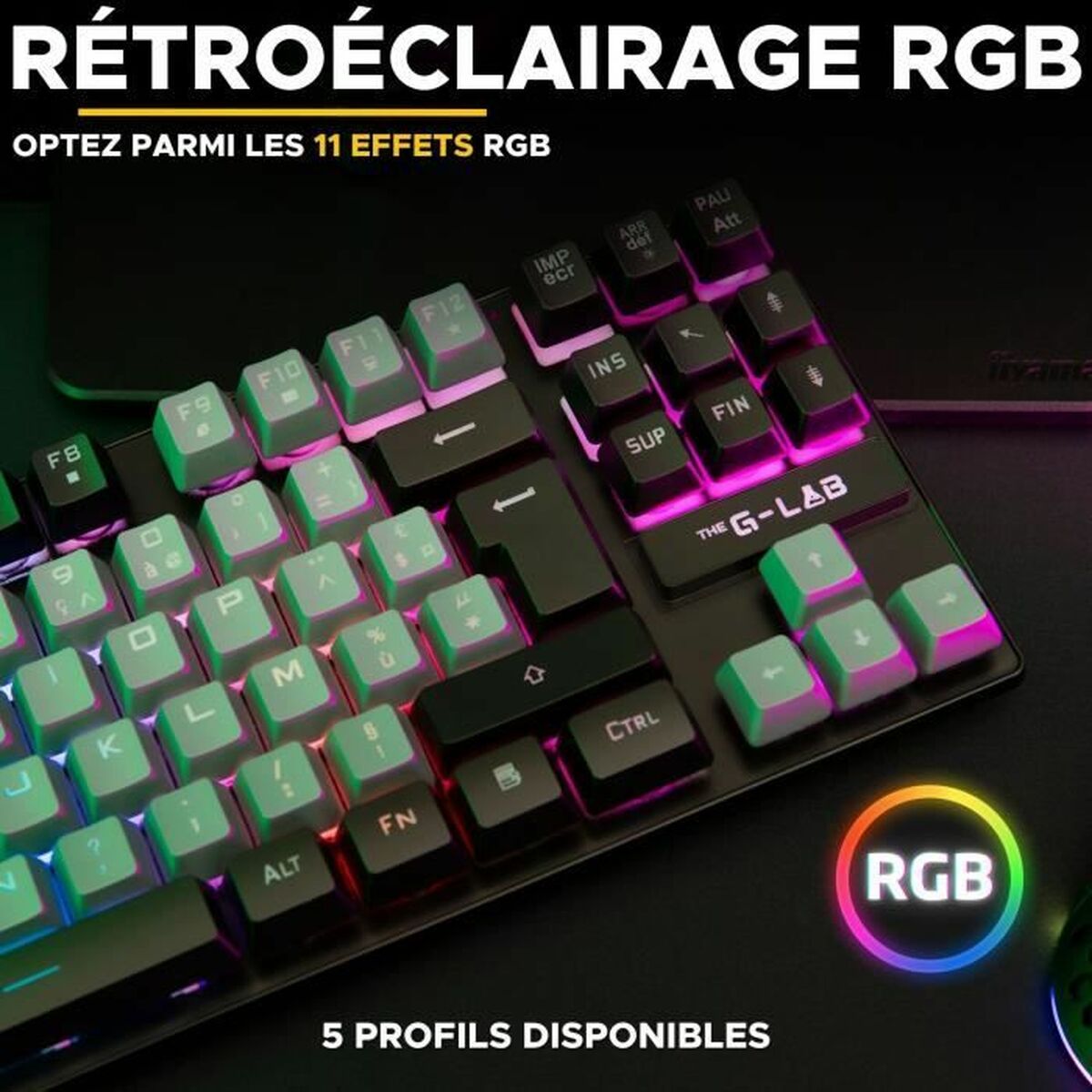 Tastatură The G-Lab KEYZ CAESIUM Negru Gri Azerty Franceză