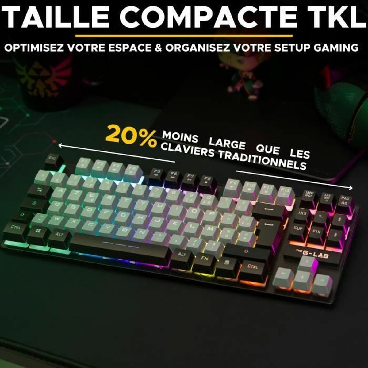 Tastatură The G-Lab KEYZ CAESIUM Negru Gri Azerty Franceză