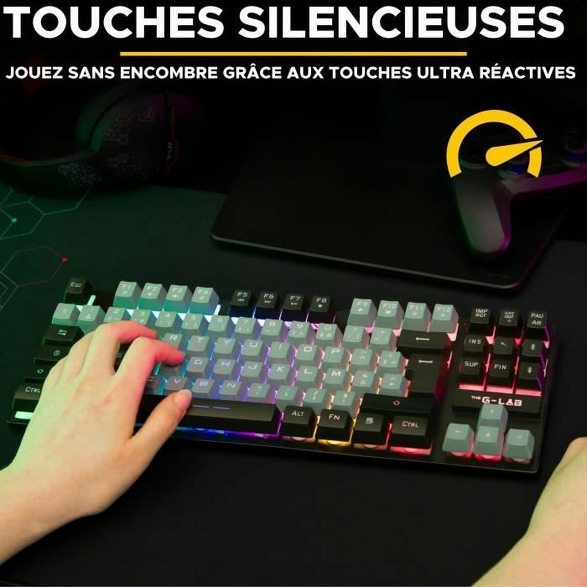 Tastatură The G-Lab KEYZ CAESIUM Negru Gri Azerty Franceză