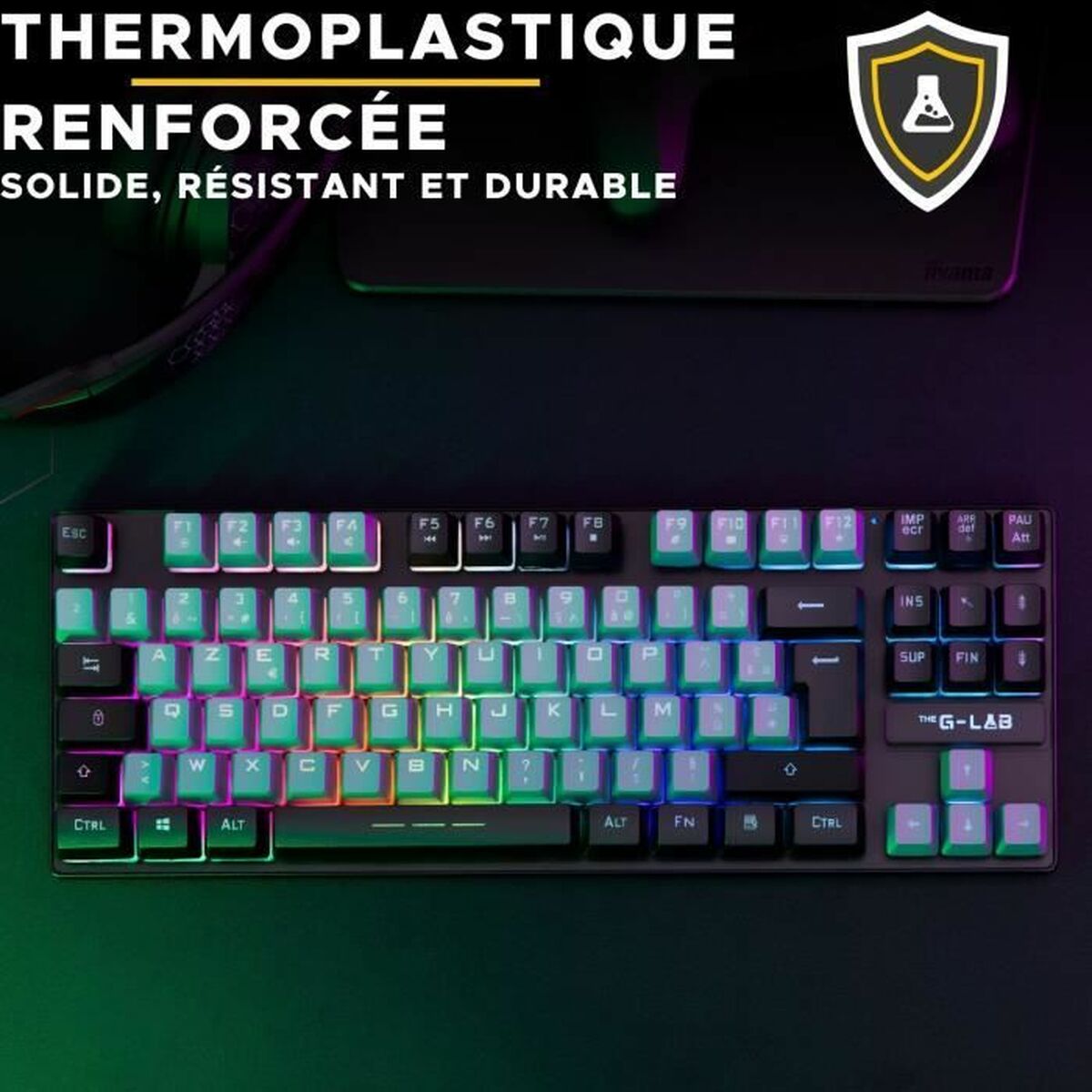 Tastatură The G-Lab KEYZ CAESIUM Negru Gri Azerty Franceză