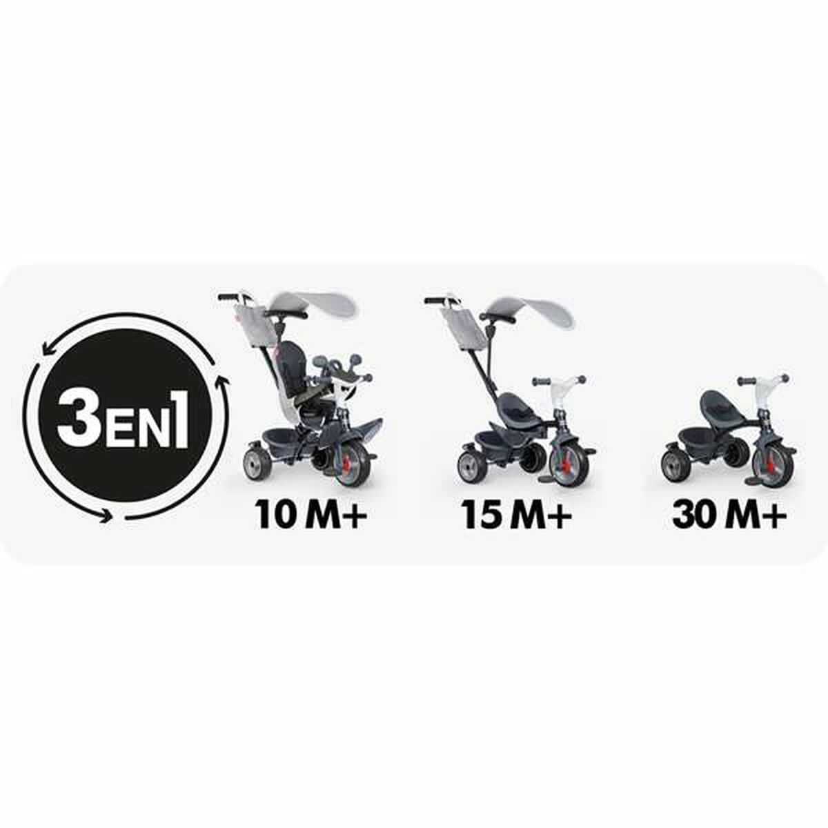 Triciclu Smoby Baby Driver Gri