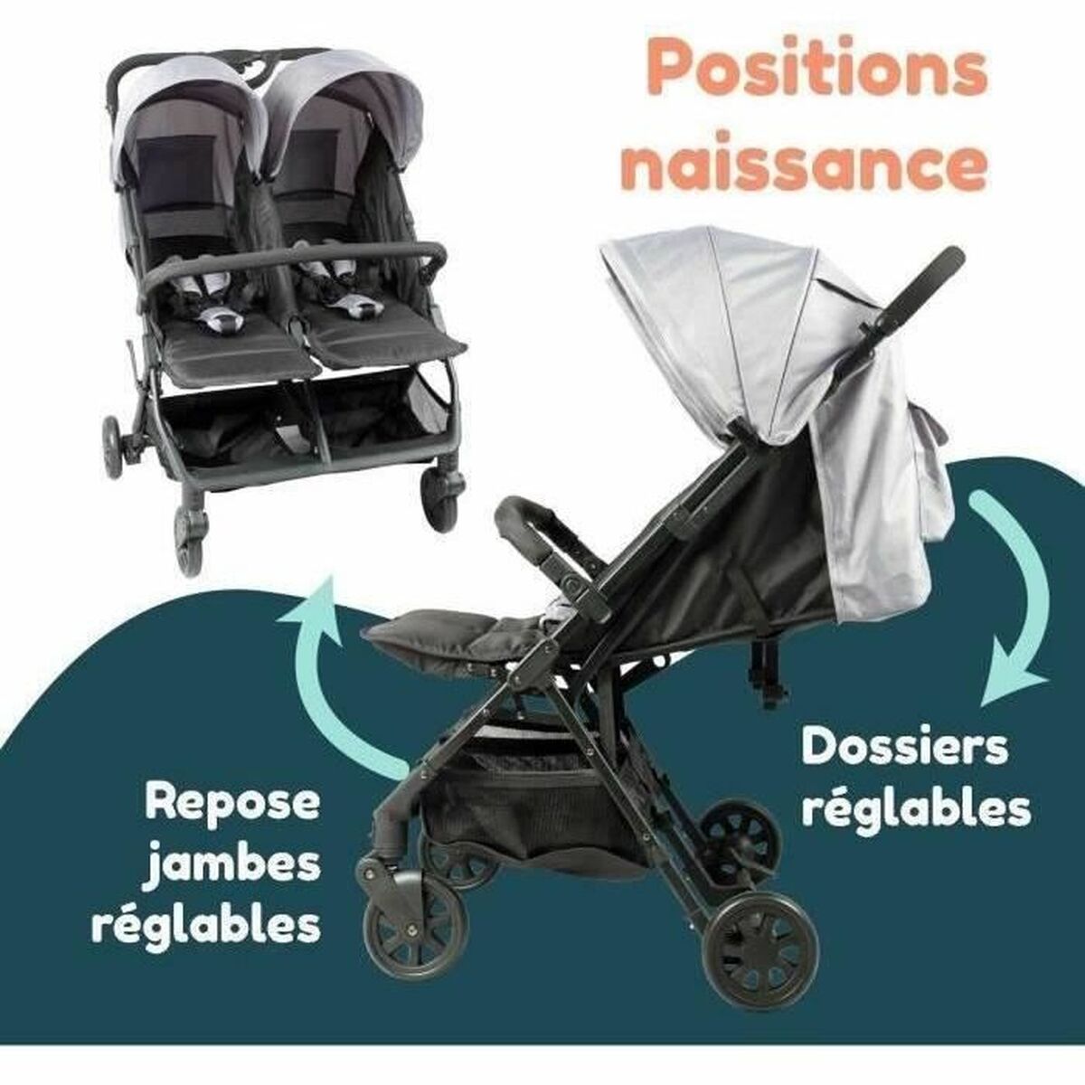 Cărucior de plimbat bebe Bambisol Gri