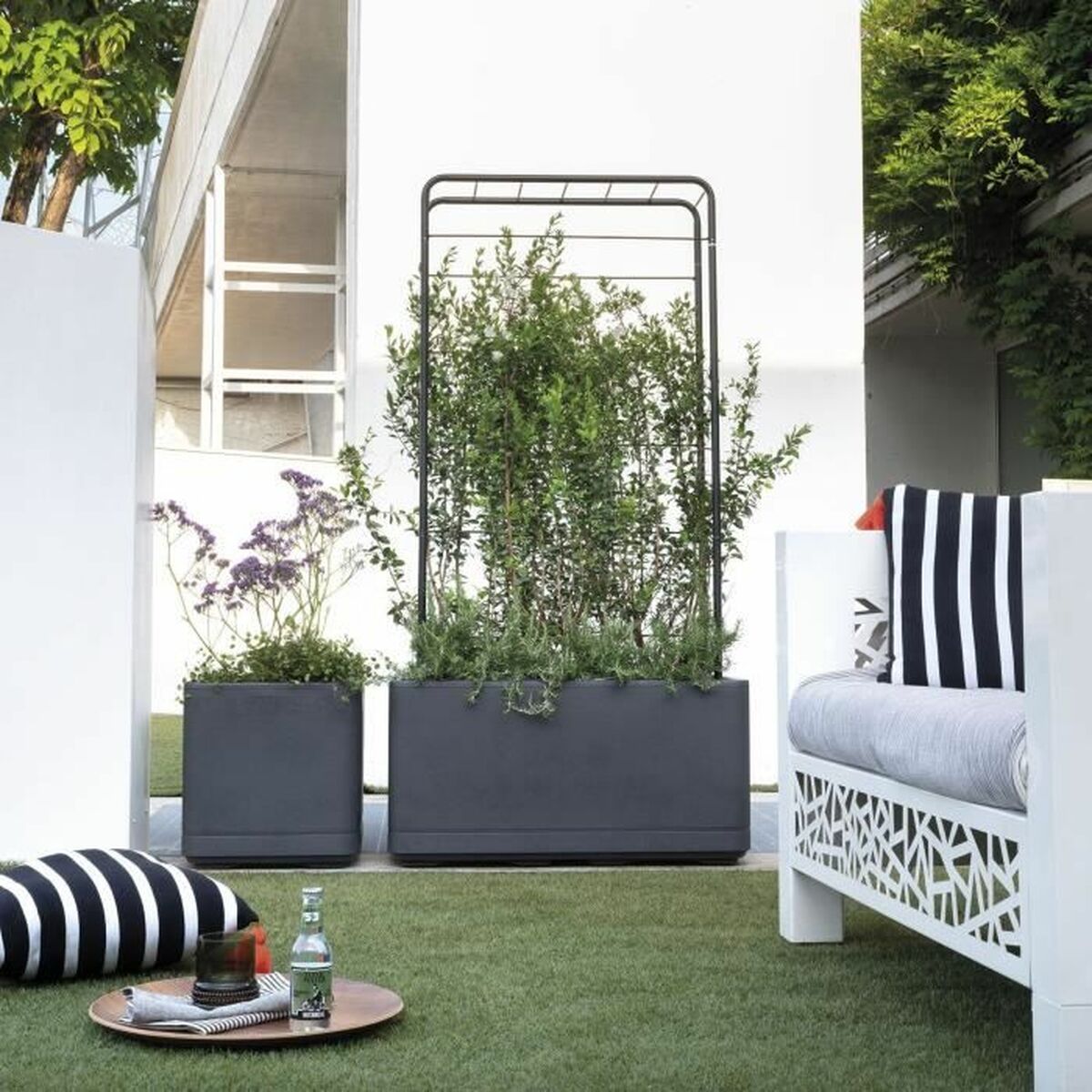 Ghiveci Deroma Antracit 38 x 38 x 39 cm Plastic Pătrat Cub 38 cm