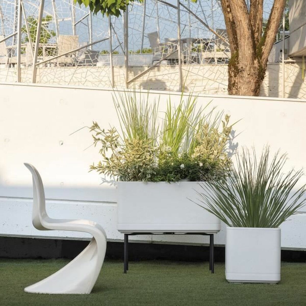 Ghiveci Deroma Cosmo Gri Plastic Plastic reciclat 38 x 38 x 39 cm Pătrat Cub 38 cm