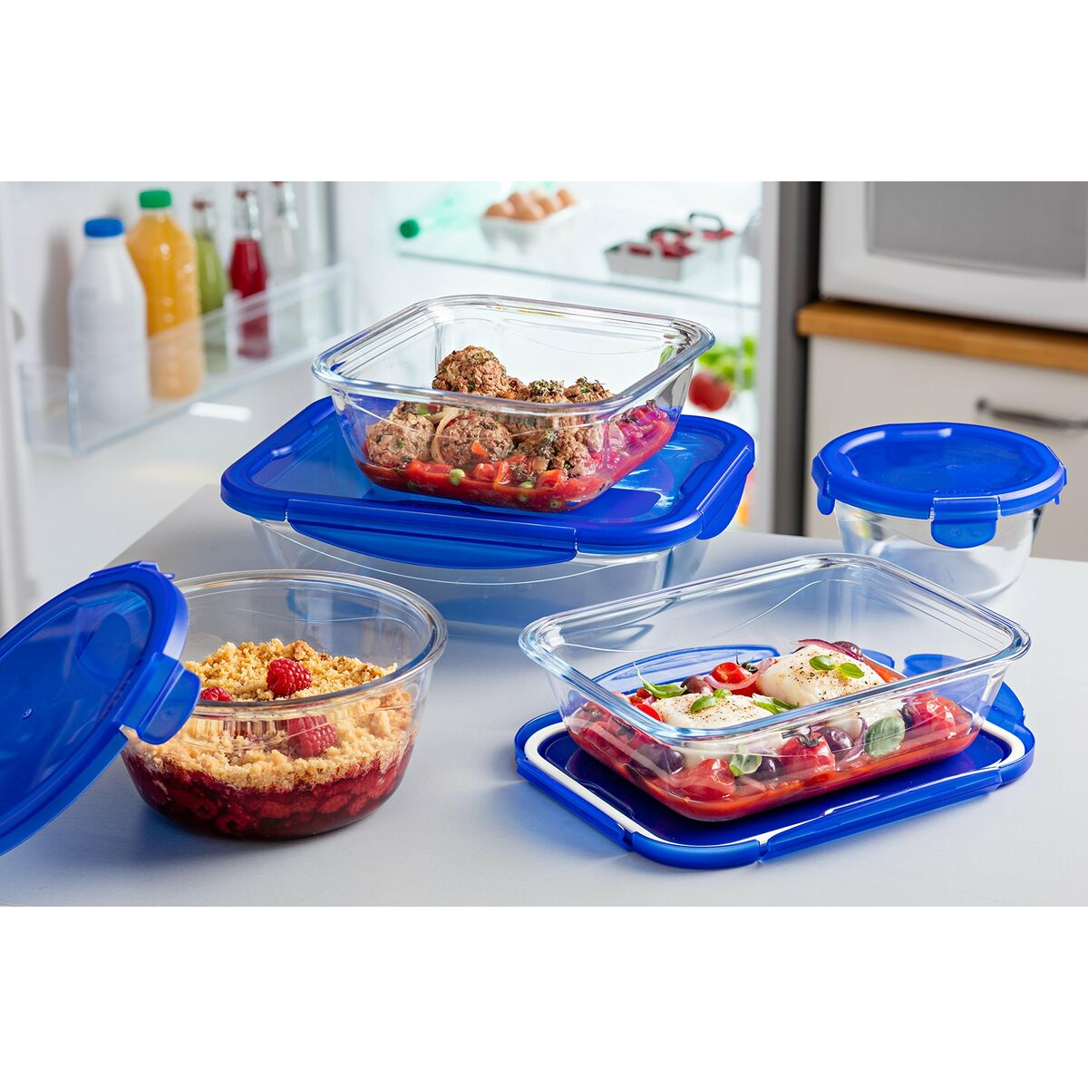 Recipient pentru conservarea alimentelor Pyrex Albastru Transparent 800 ml (2 Unități)