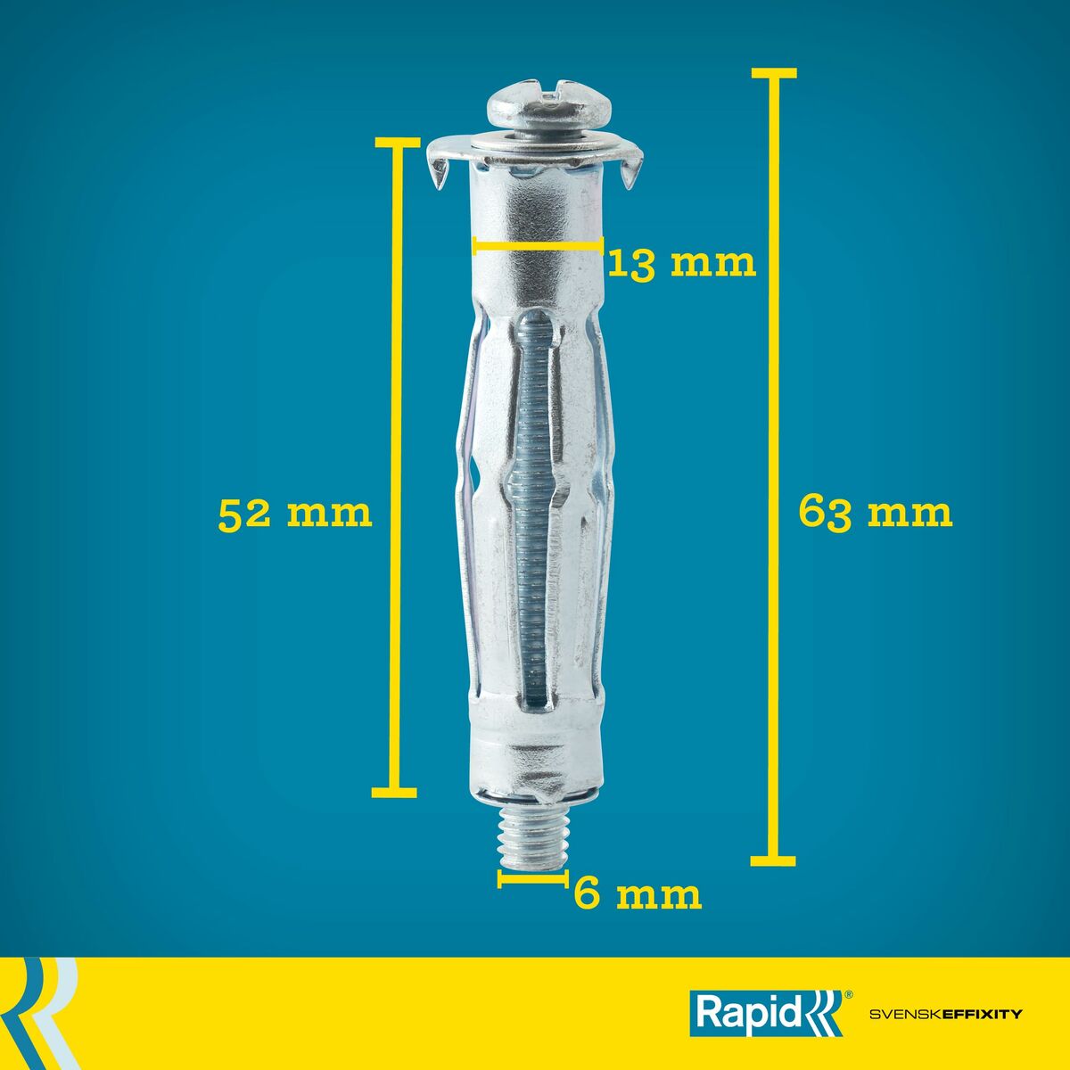 Dibluri și șuruburi Rapid 13 x 52 mm M6 x 63 mm Metal Expansiune 10 Unități