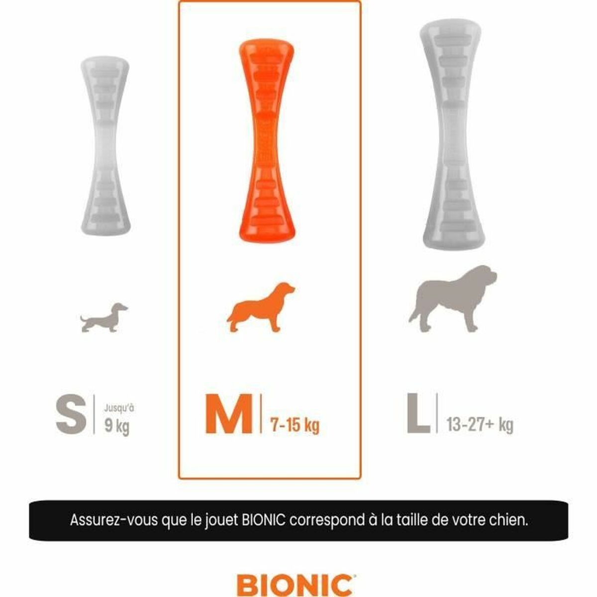 Jucărie pentru câine Bionic Urban stick Portocaliu M