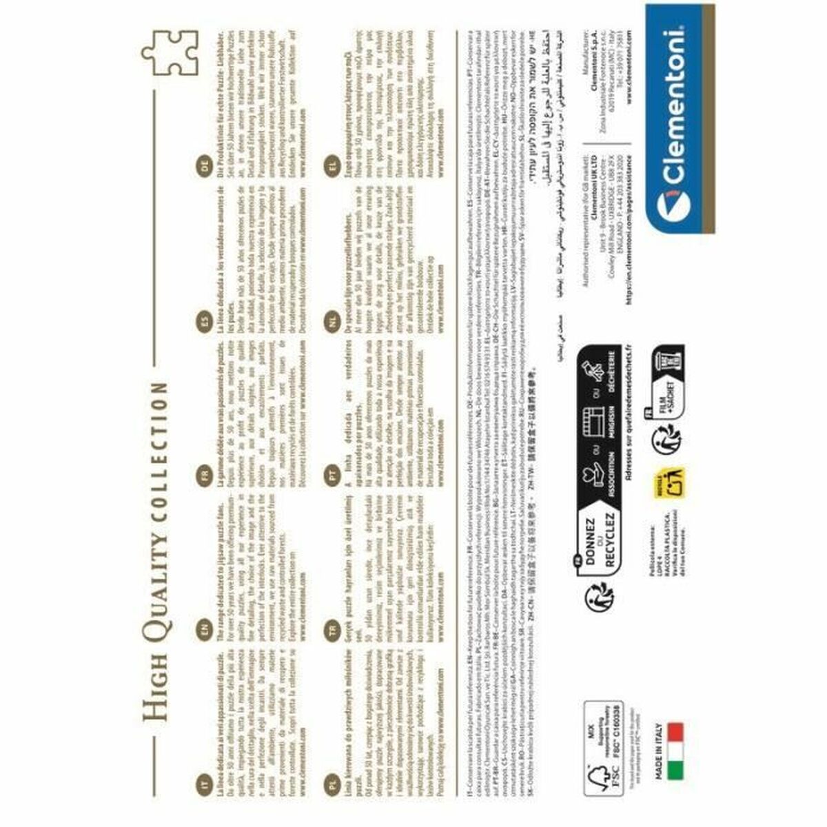 Puzzle Clementoni (3 Unități) (2 Unități) (6 Unități) (10 Unități) (4 Unități) (12 Unități) (24 Unități)