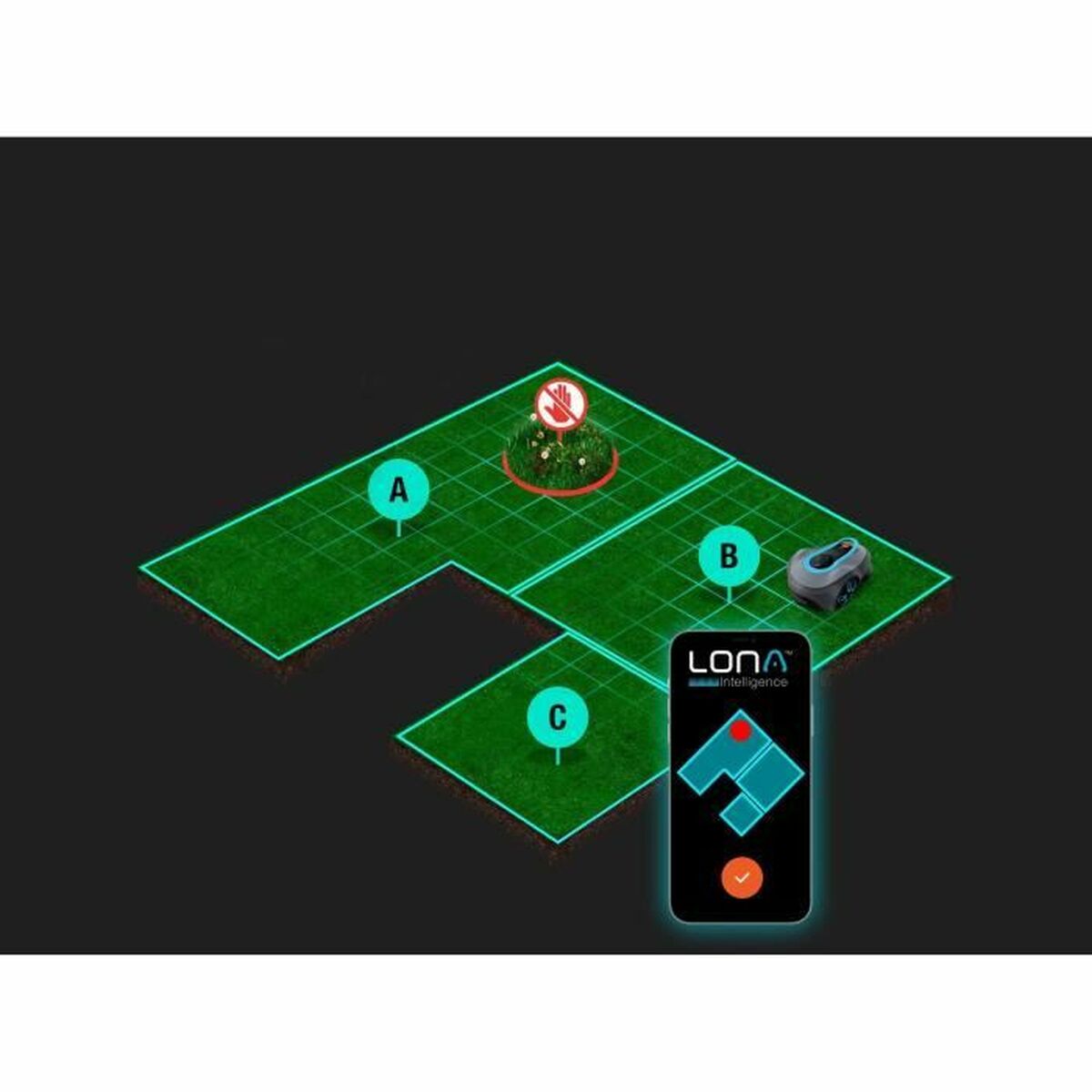 Robot de tuns gazonul Gardena Smart SILENO Free 1200 M² 100 m 1000 m² 250 m 180 m 800 m² 220 m 750 m² 1800 M²
