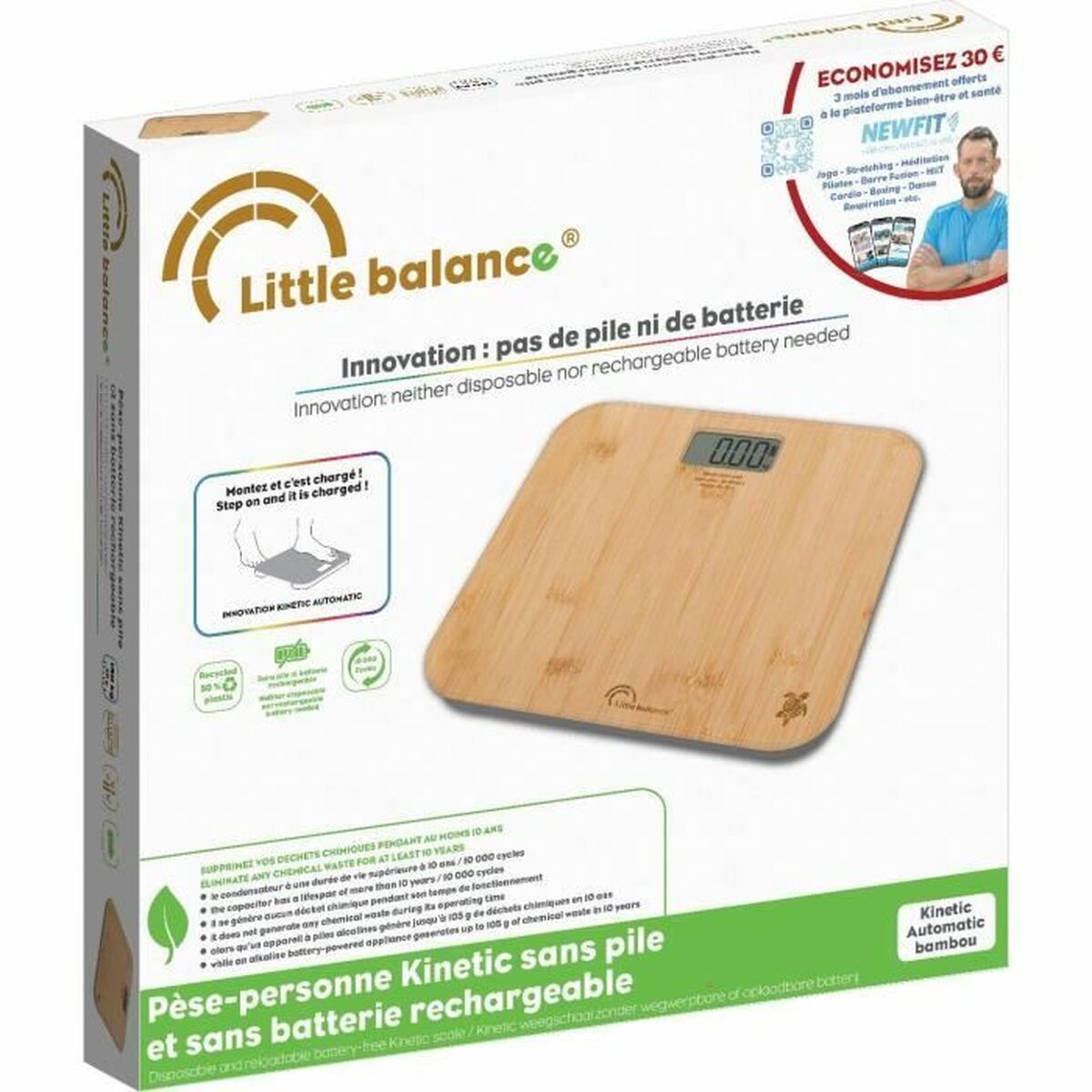 Cântar Digital de Baie Little Balance Automática Kinetic Bambus