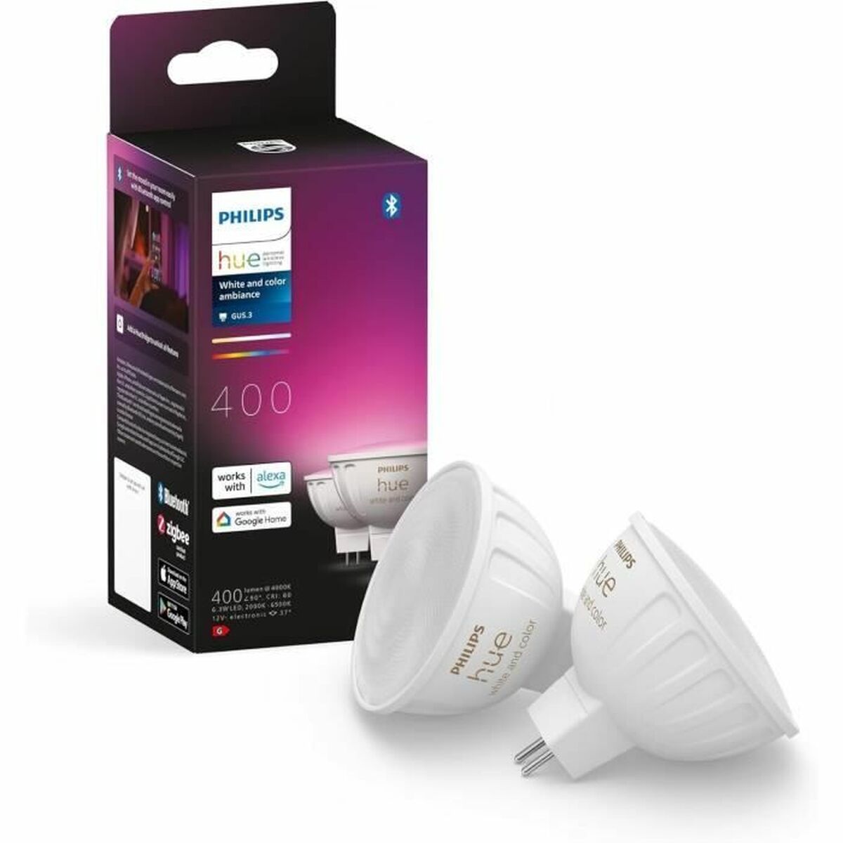Bec LED Philips Alb G 400 lm 2 Unități (6500 K)