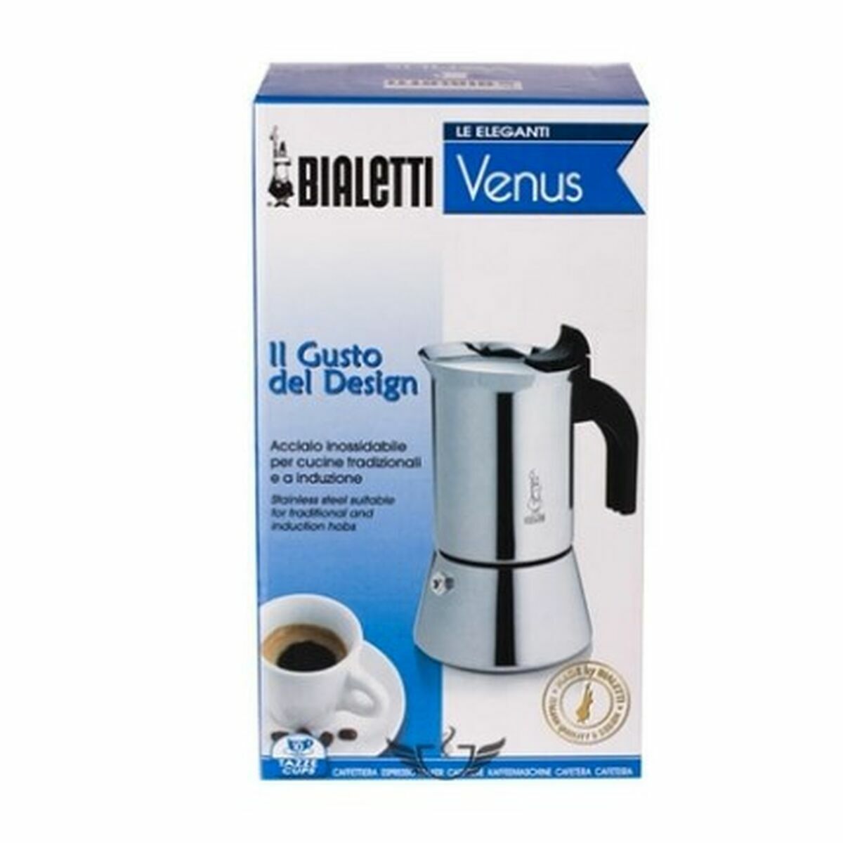 Cafetieră Italiană Bialetti Argintiu Lemn Oțel inoxidabil