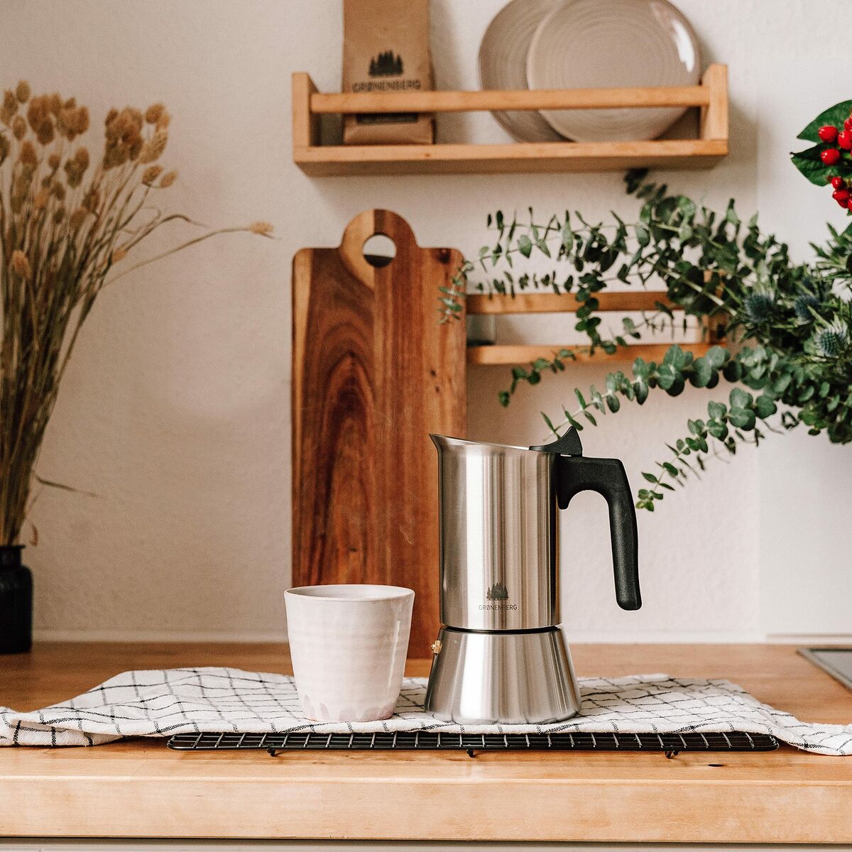 Cafetieră Italiană Bialetti Argintiu Lemn Oțel inoxidabil