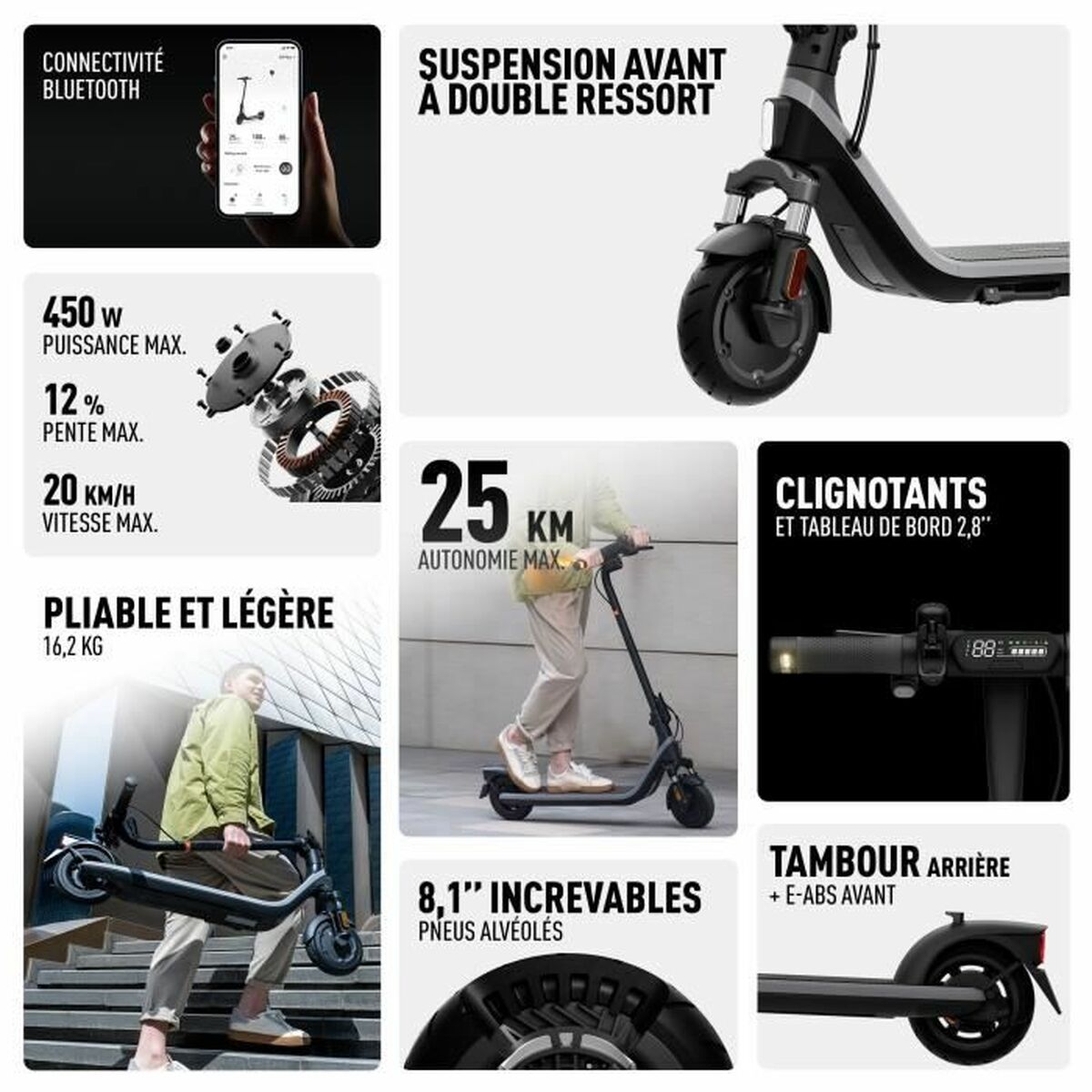 Trotinetă Electrică Segway Negru 450 W 20 km/h