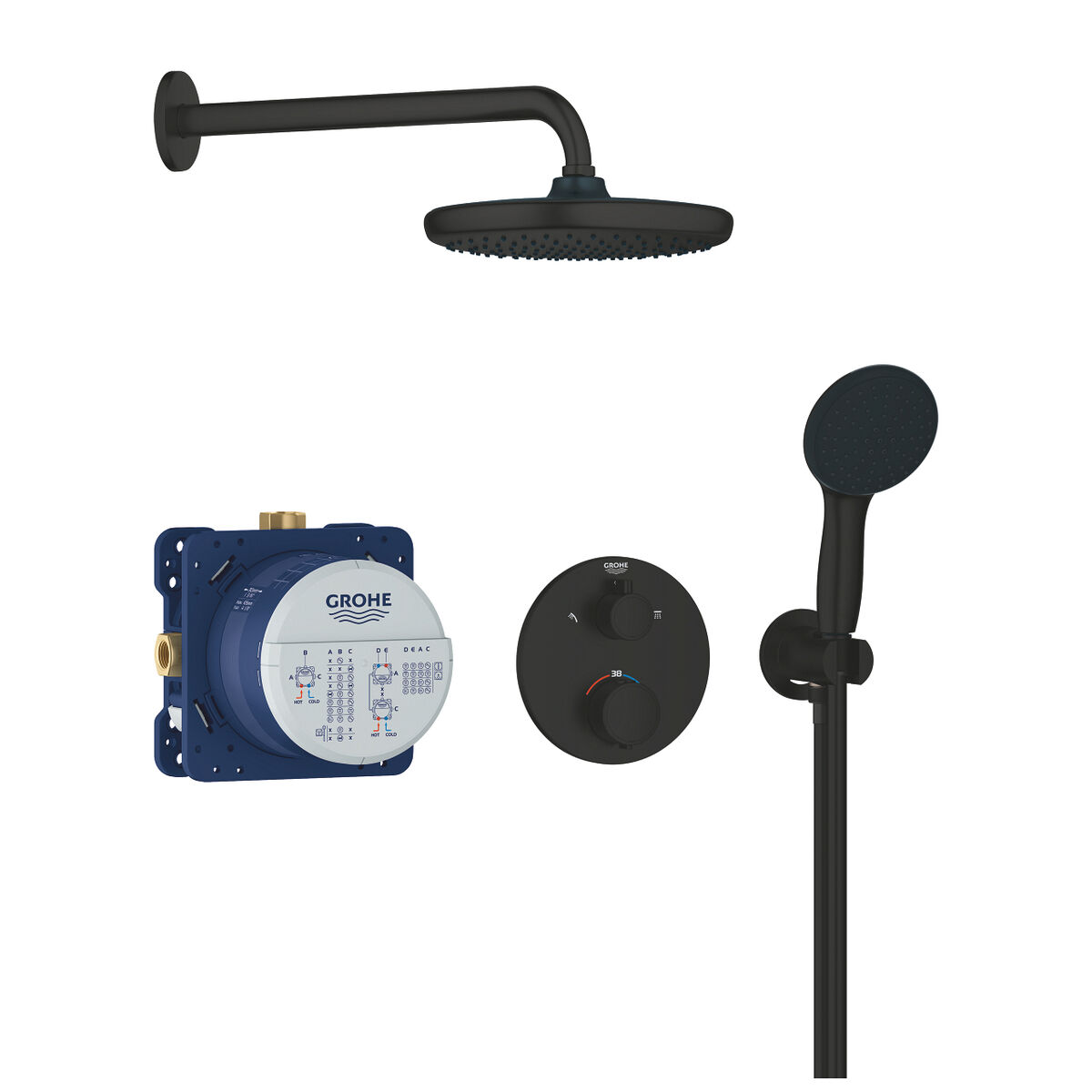Coloana de dus Grohe Negru 25 cm