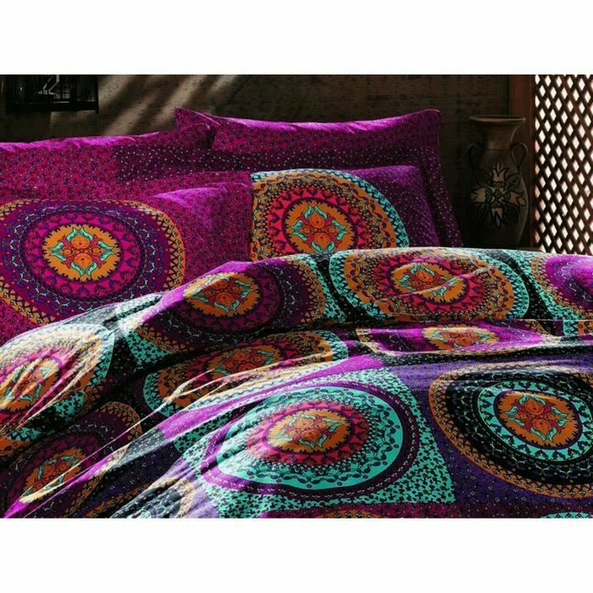 Set husă de pătură Multicolor 220 x 240 cm