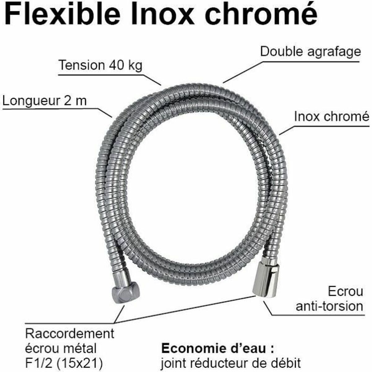 Furtun de duș Edouard Rousseau 2 m