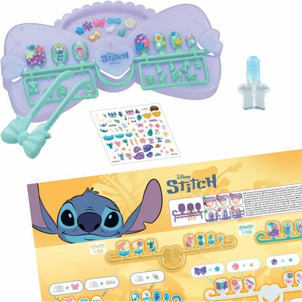 Set de Manichiură Aquabeads Nail Studio Stitch Multicolor 40 Piese