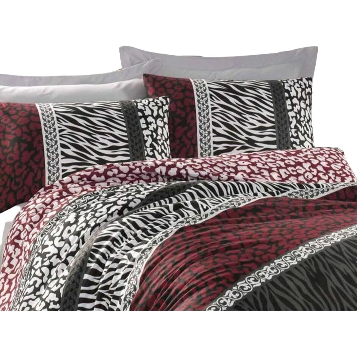 Set husă de pătură Roșu Pat 200 3 Piese