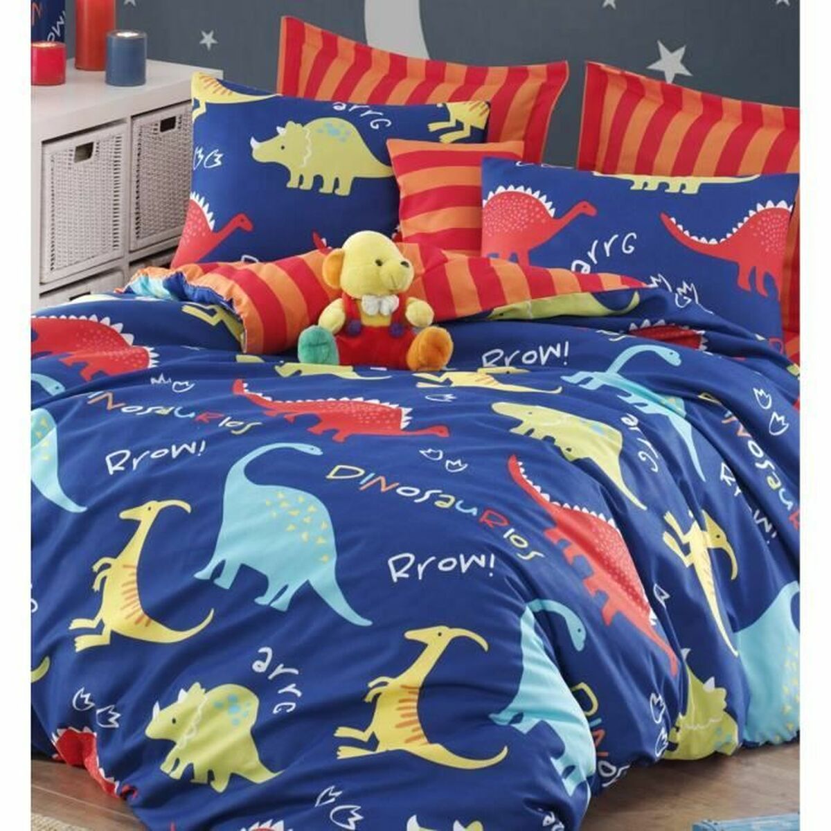 Set husă de pătură Albastru Pat 200 3 Piese