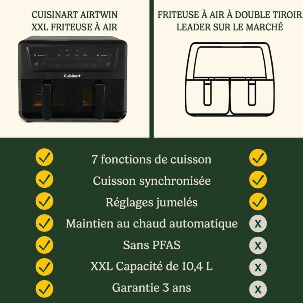 Friteuză cu Aer Cuisinart AFD10XBLE Negru 2400 W 10,4 L