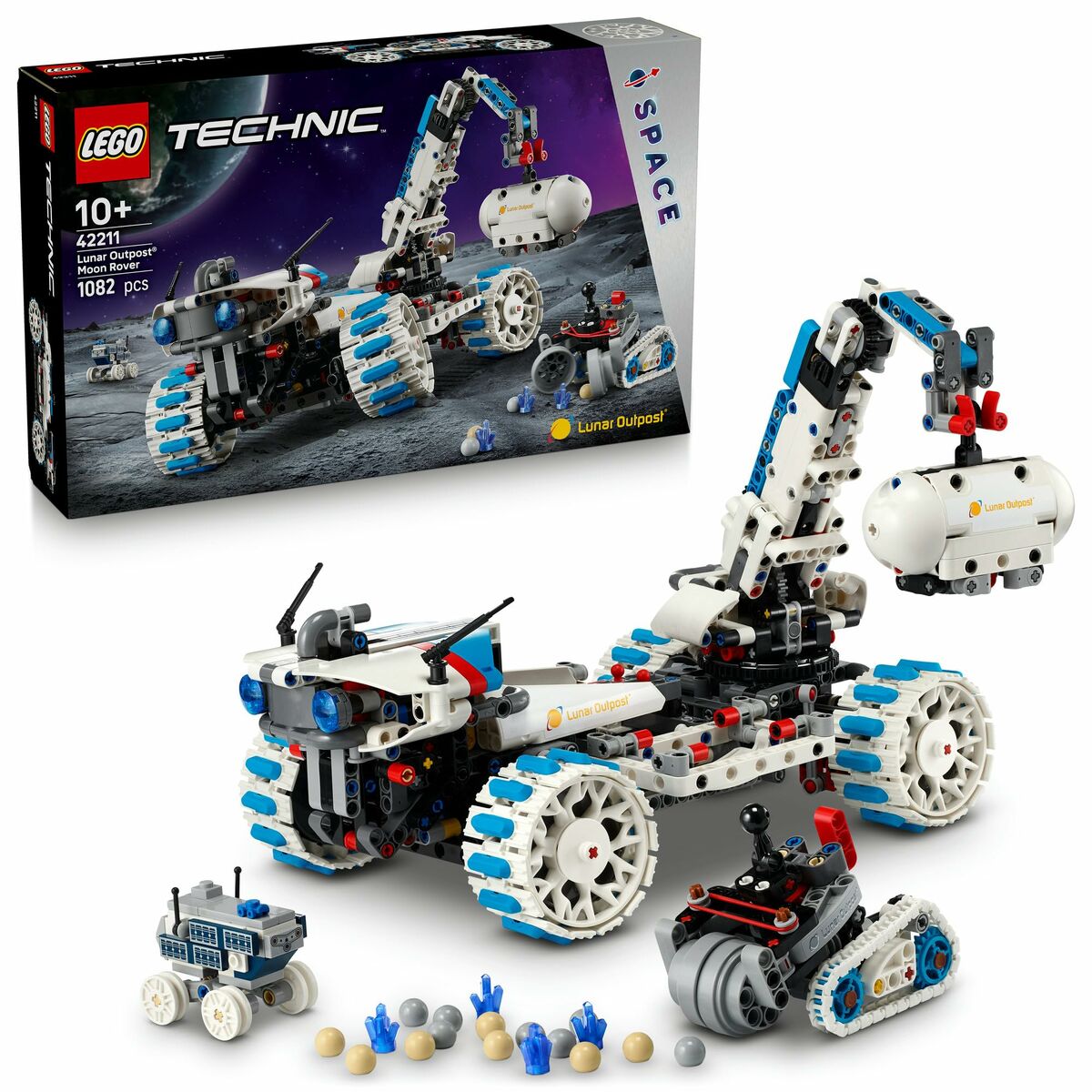 Set de Construcție Lego 42211 Lunar Outpost Moon Rover Space Vehicle 1082 Piese