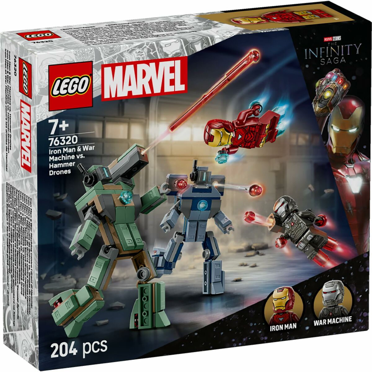 Set de Construcție Lego 76320 Iron Man & War Machine VS Hammer Drones 204 Piese