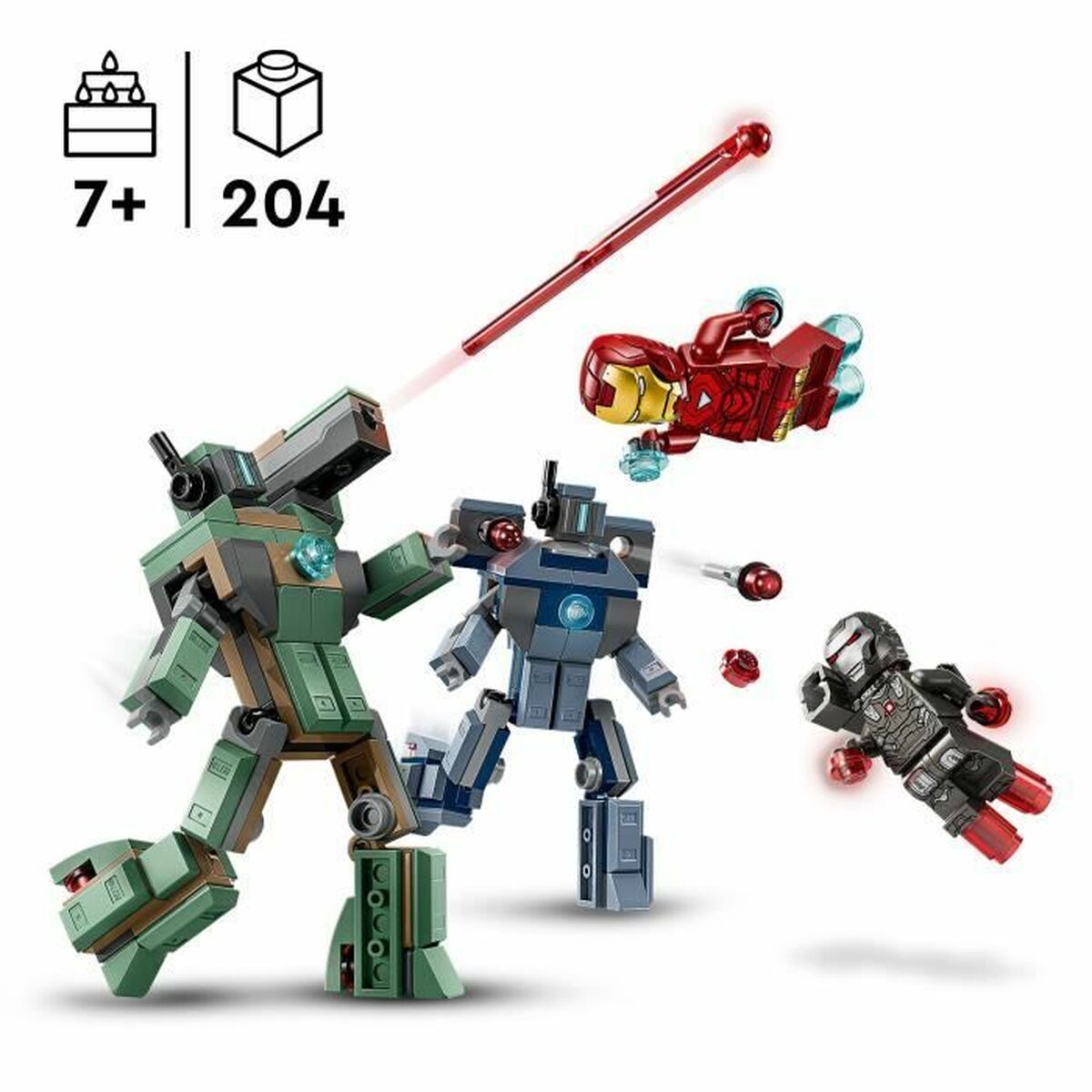 Set de Construcție Lego 76320 Iron Man & War Machine VS Hammer Drones 204 Piese