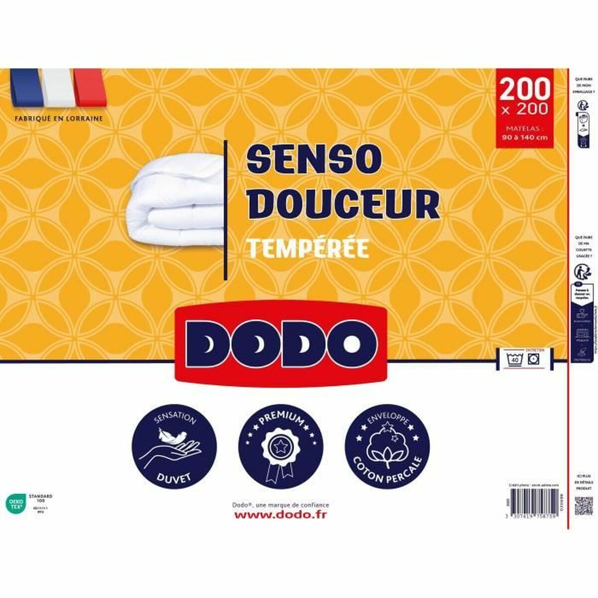 Material de umplutură nordic DODO SENSO DOUCEUR Alb 350 g/m² 200 x 200 cm