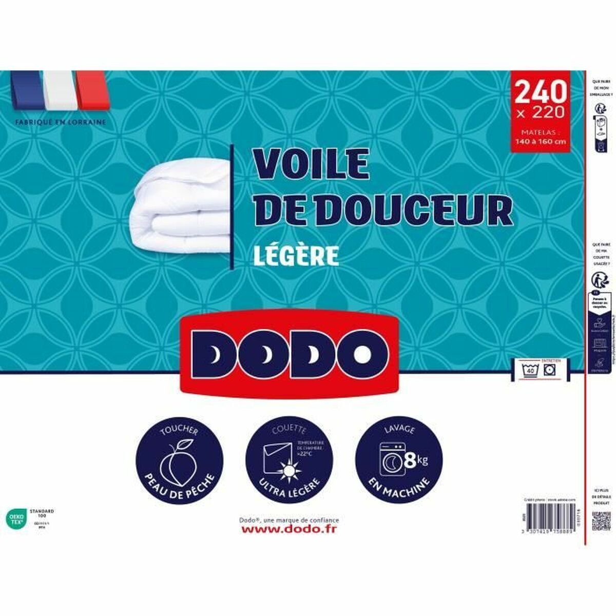 Material de umplutură nordic DODO VOILE DE DOUCEUR Alb 100 g/m² 220 x 240 cm