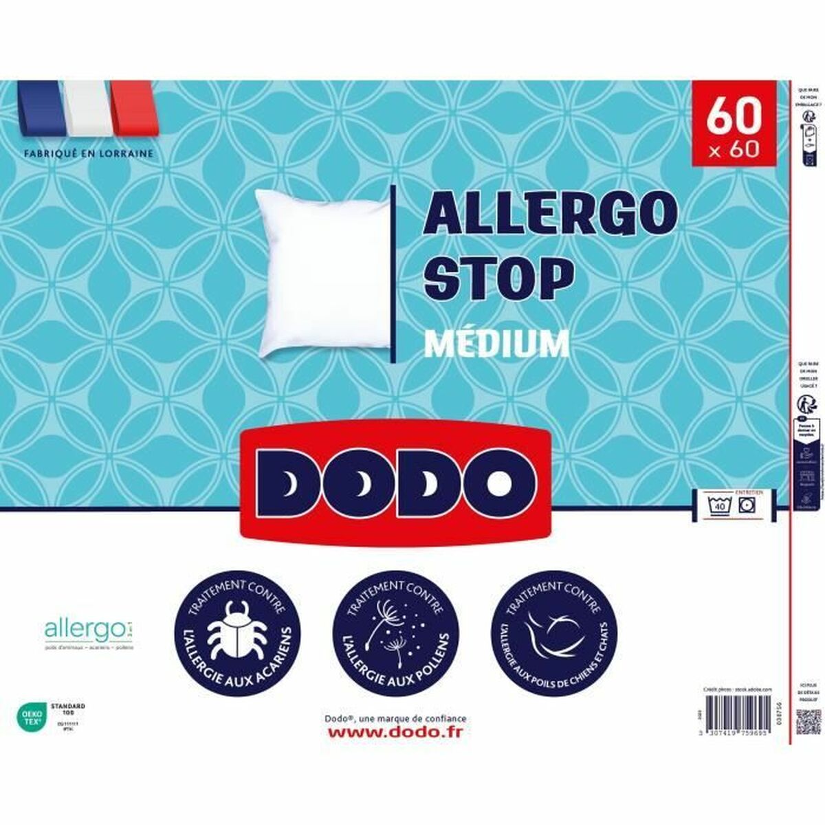 Perna DODO ALLERGO STOP Alb 60 x 60 cm