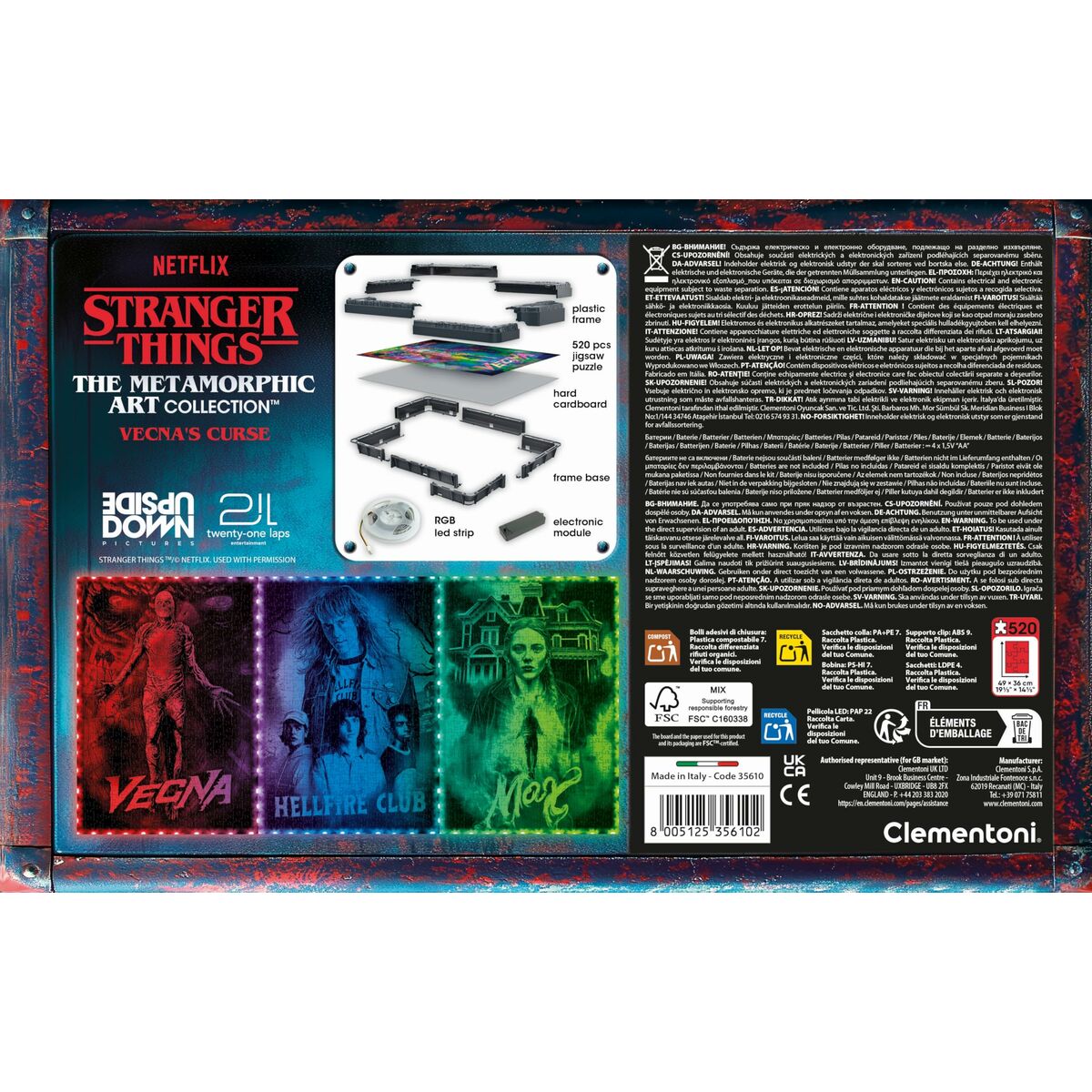 Puzzle Clementoni Stranger Things - Cadre lumineux V2 49 x 36 cm 520 Piese