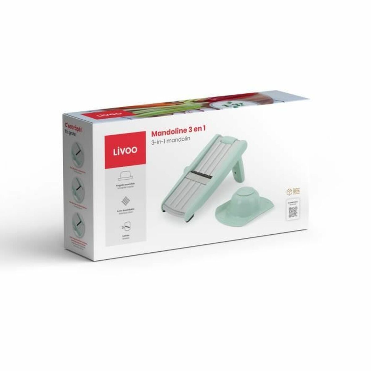 Mandolină-Răzuitoare 3 în 1 Livoo Verde Argintiu