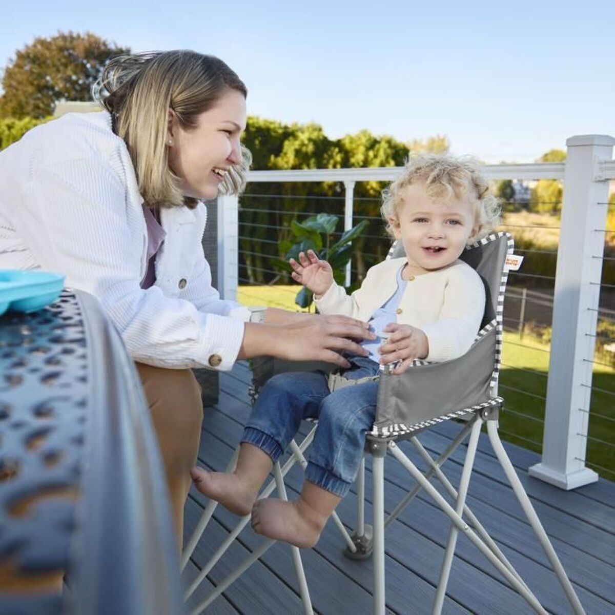 Scaun înalt Bright Starts Pop N Dine Gri