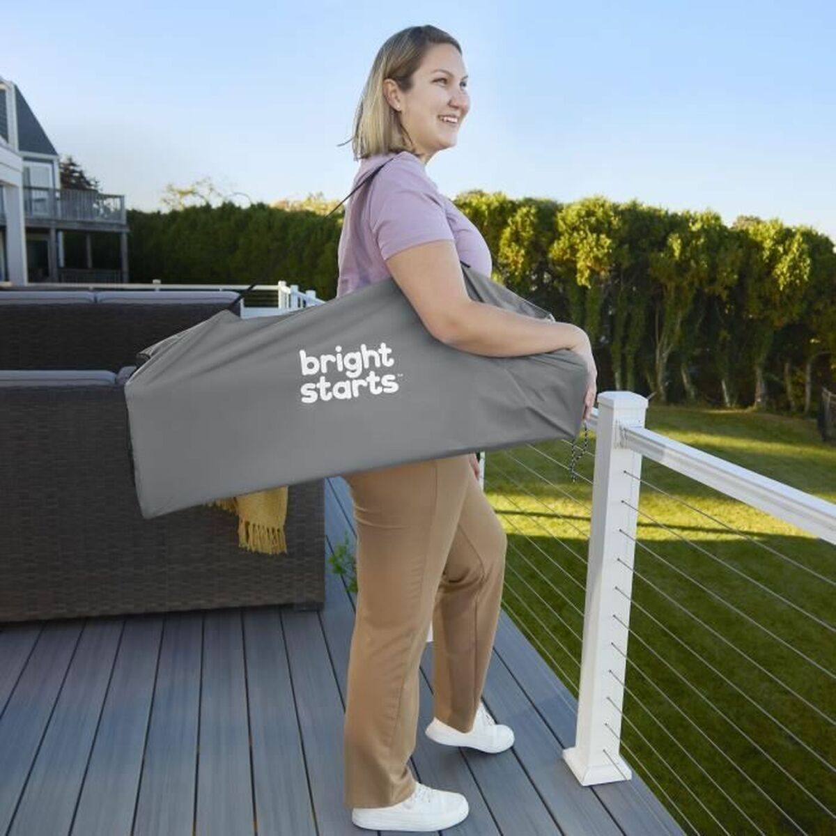 Scaun înalt Bright Starts Pop N Dine Gri