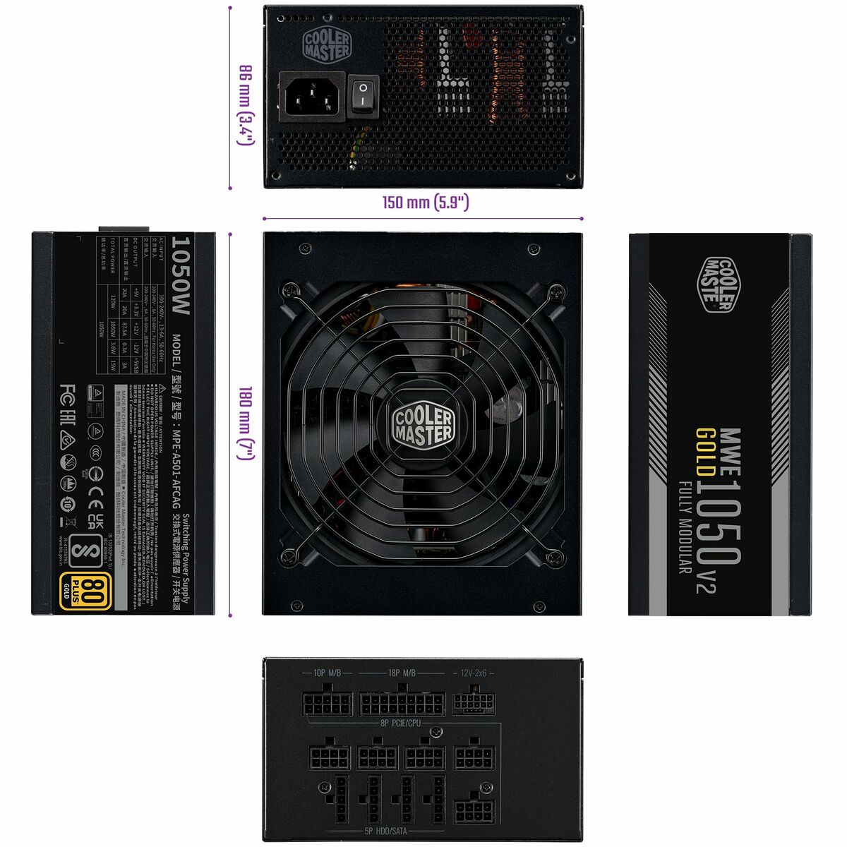 Sursă de Alimentare Cooler Master MWE Gold ATX 1050 W