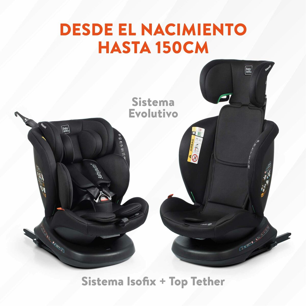 Scaun Auto Babyauto RODIA Negru 0 (de 0 a 10 kilos) I (9 - 18 kg) II (15-25 kg) III (22 - 36 kg) Infantil ECE R129/04