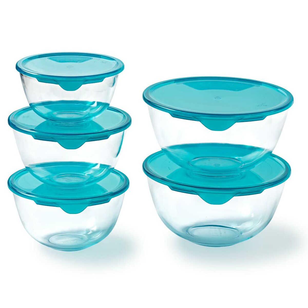 Set de Cutii pentru Prânz Pyrex Transparent Turquoise 5 Piese