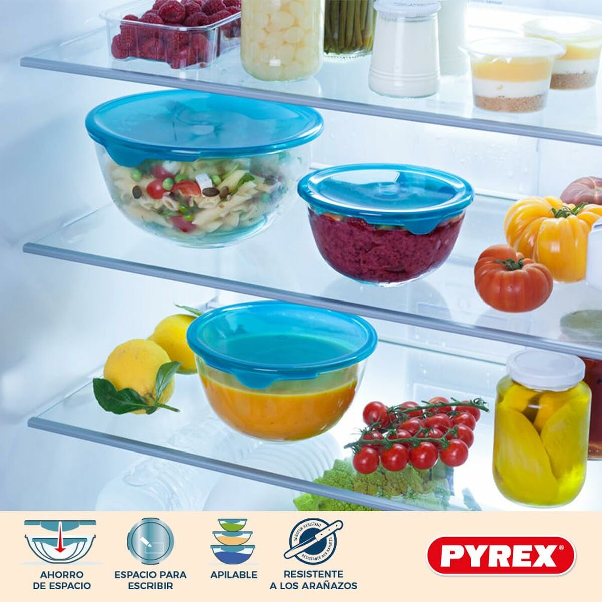 Set de Cutii pentru Prânz Pyrex Transparent Turquoise 5 Piese