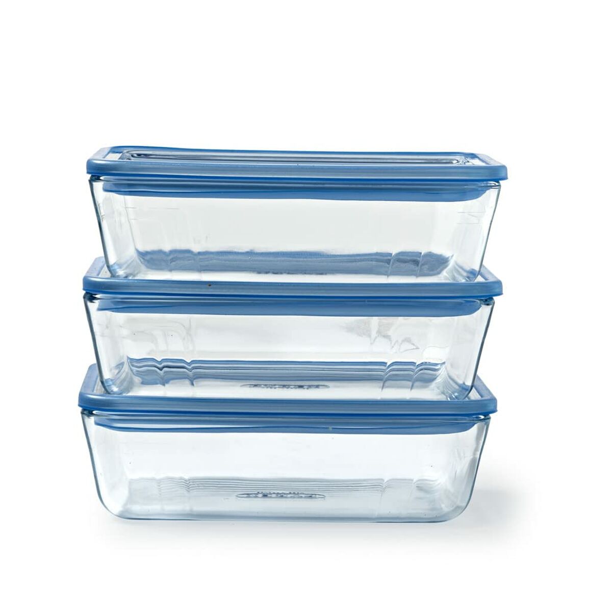 Set de Cutii pentru Prânz Pyrex Albastru Transparent 2,6 L 3 Piese